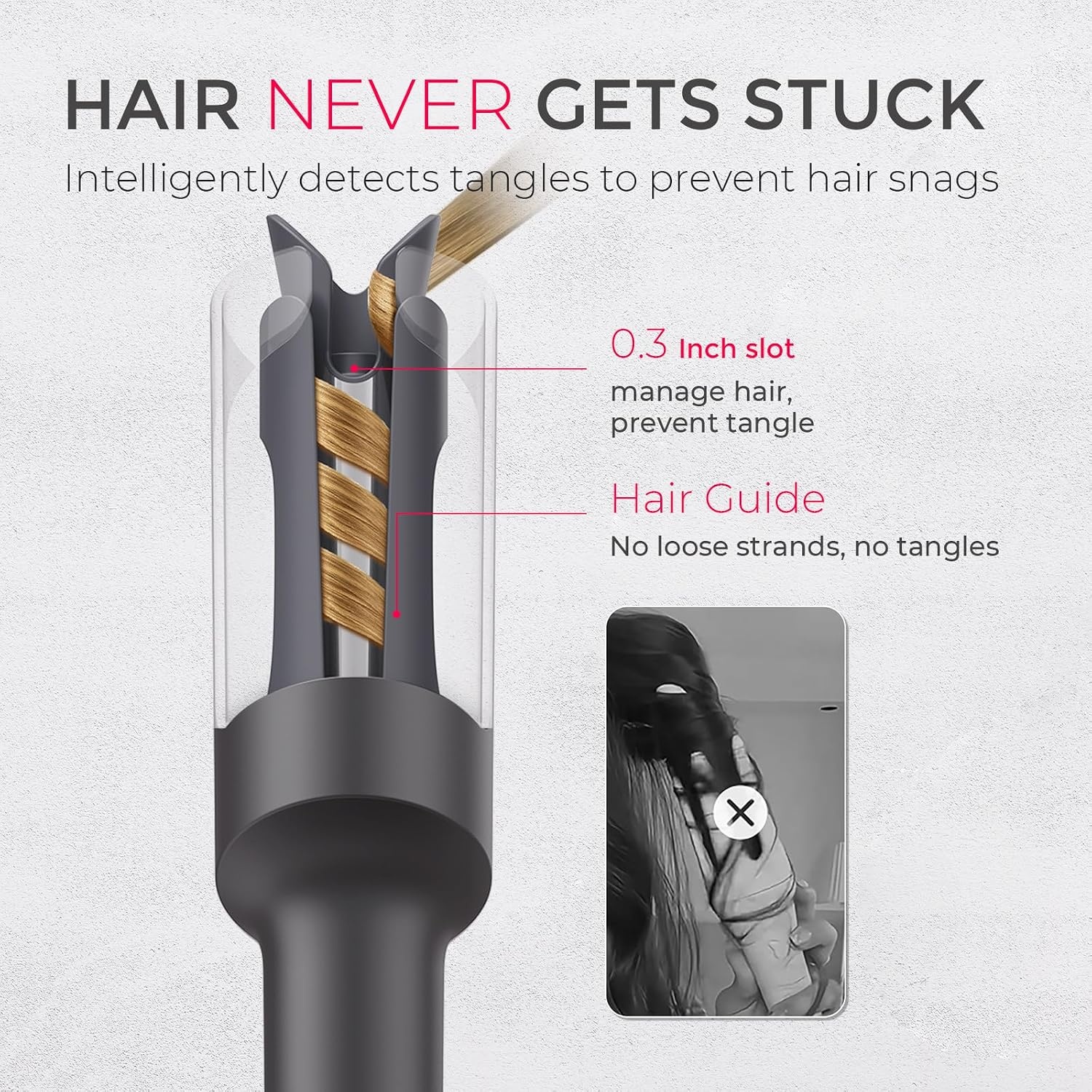 TYMO Automatic Rotating Curling Iron – TYMO CURLPRO Beach Waves Curling Wand, Portable Hair Curler, 500 Million Ionic, Dual Voltage & Lightweight for Travel, Ceramic Coating, 1 Inch, Rose Gold(Metallic Gray)