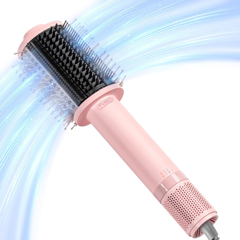 TYMO 4.0 Hair Blow Dryer Brush – Lightweight 3X Faster Drying 5-in-1 Ionic Blowout Hair Dryer Brush Adds Shine, Volume & Fullness for Smooth, Anti-Frizz Straight, Curl & Blowout Styles, Gold(Pink)