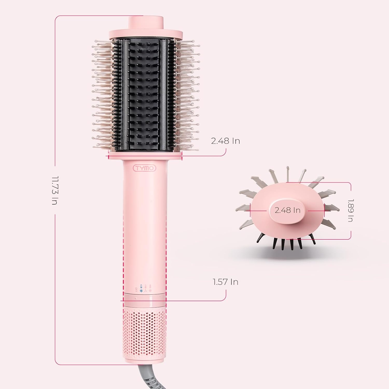 TYMO 4.0 Hair Blow Dryer Brush – Lightweight 3X Faster Drying 5-in-1 Ionic Blowout Hair Dryer Brush Adds Shine, Volume & Fullness for Smooth, Anti-Frizz Straight, Curl & Blowout Styles, Gold(Pink)