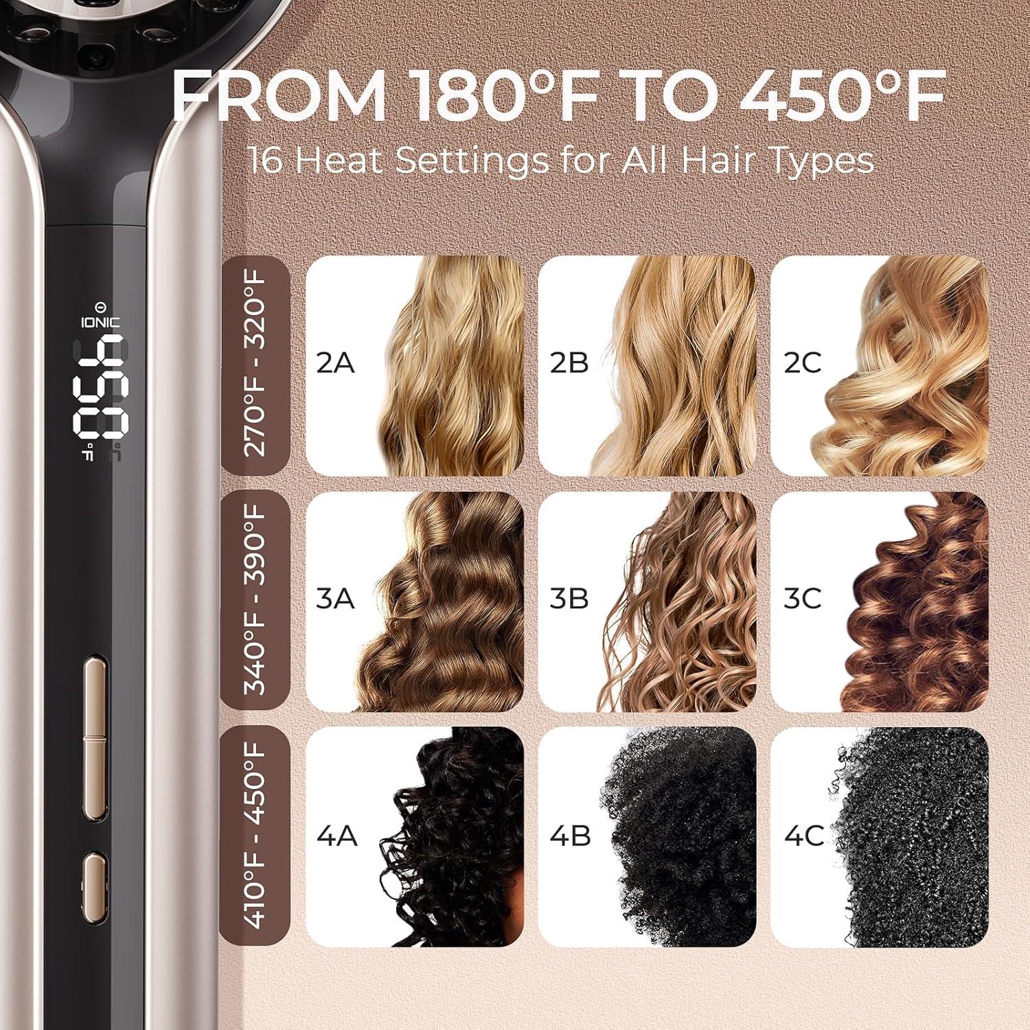 TYMO Hair Straightener Brush – Upgraded Ionic Plus Straightening Brush with Dense Bristles, 16 Temps, Dual Voltage | Ceramic Hot Comb for Women | Flat Iron for Thick Curly Hair, Black(Gold)