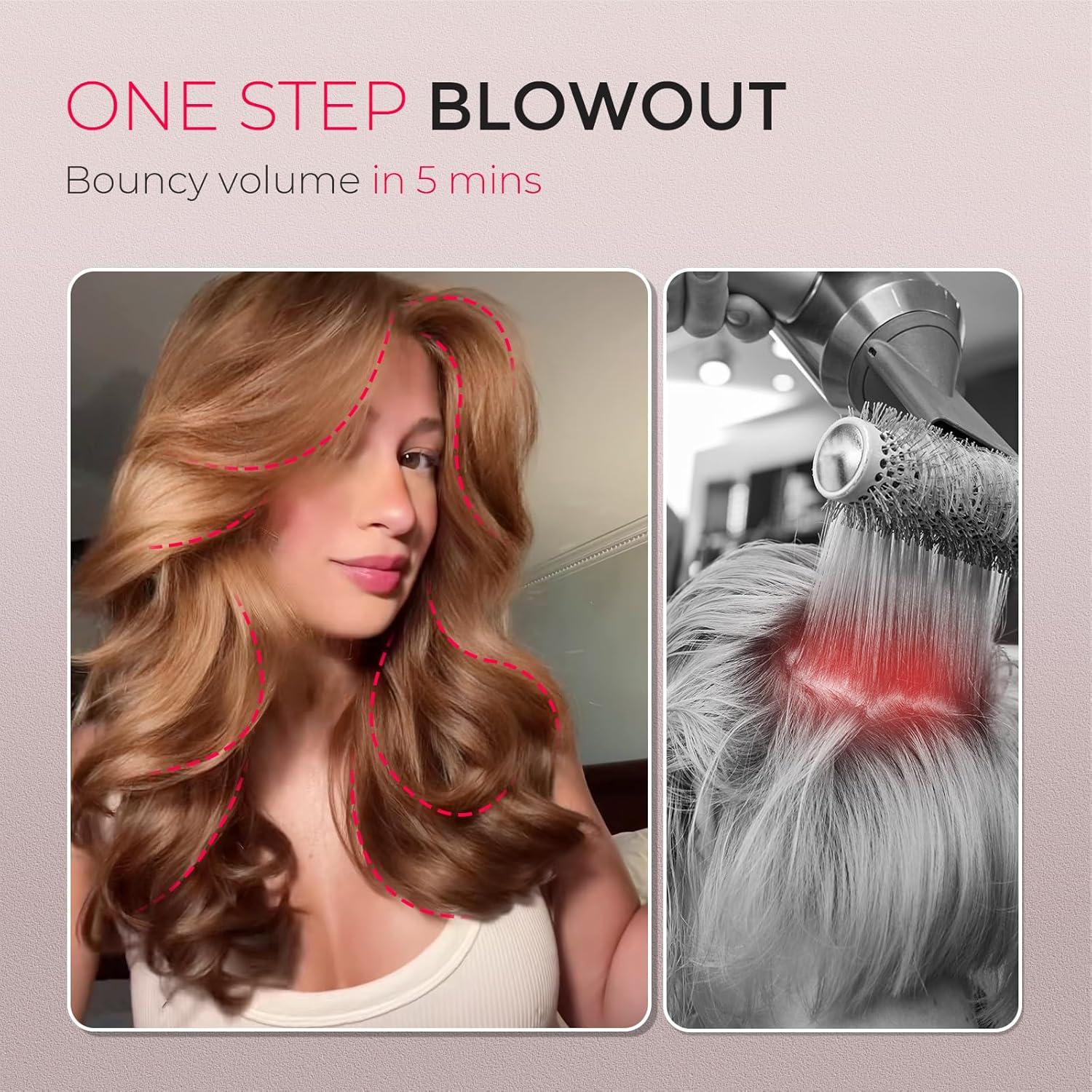 TYMO 2.0 Hair Blow Dryer Brush – Blowout Hot Air Brush, One Step Volumizer, Upgraded 2 Inch Barrel Roller Curling Styler, 3X Faster Drying, 0.6 lb Lightweight, Straightener Curling in One, Gold(Gold)