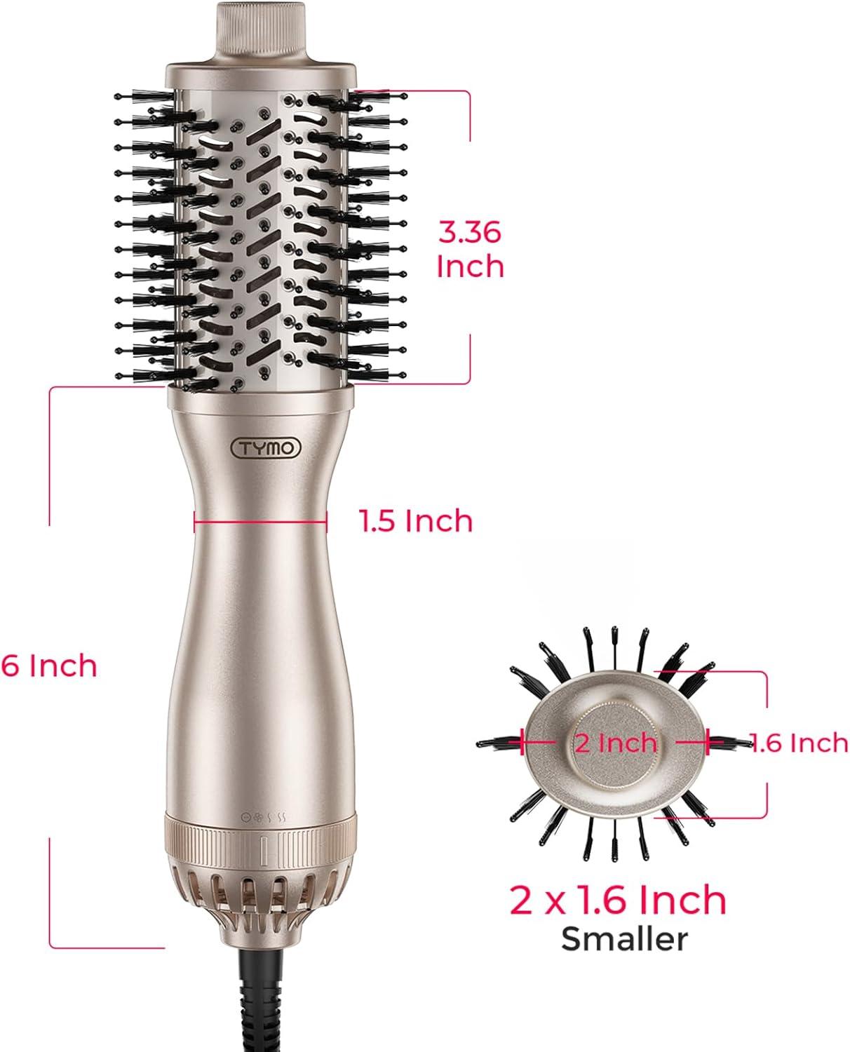 TYMO 2.0 Hair Blow Dryer Brush – Blowout Hot Air Brush, One Step Volumizer, Upgraded 2 Inch Barrel Roller Curling Styler, 3X Faster Drying, 0.6 lb Lightweight, Straightener Curling in One, Gold(Gold)
