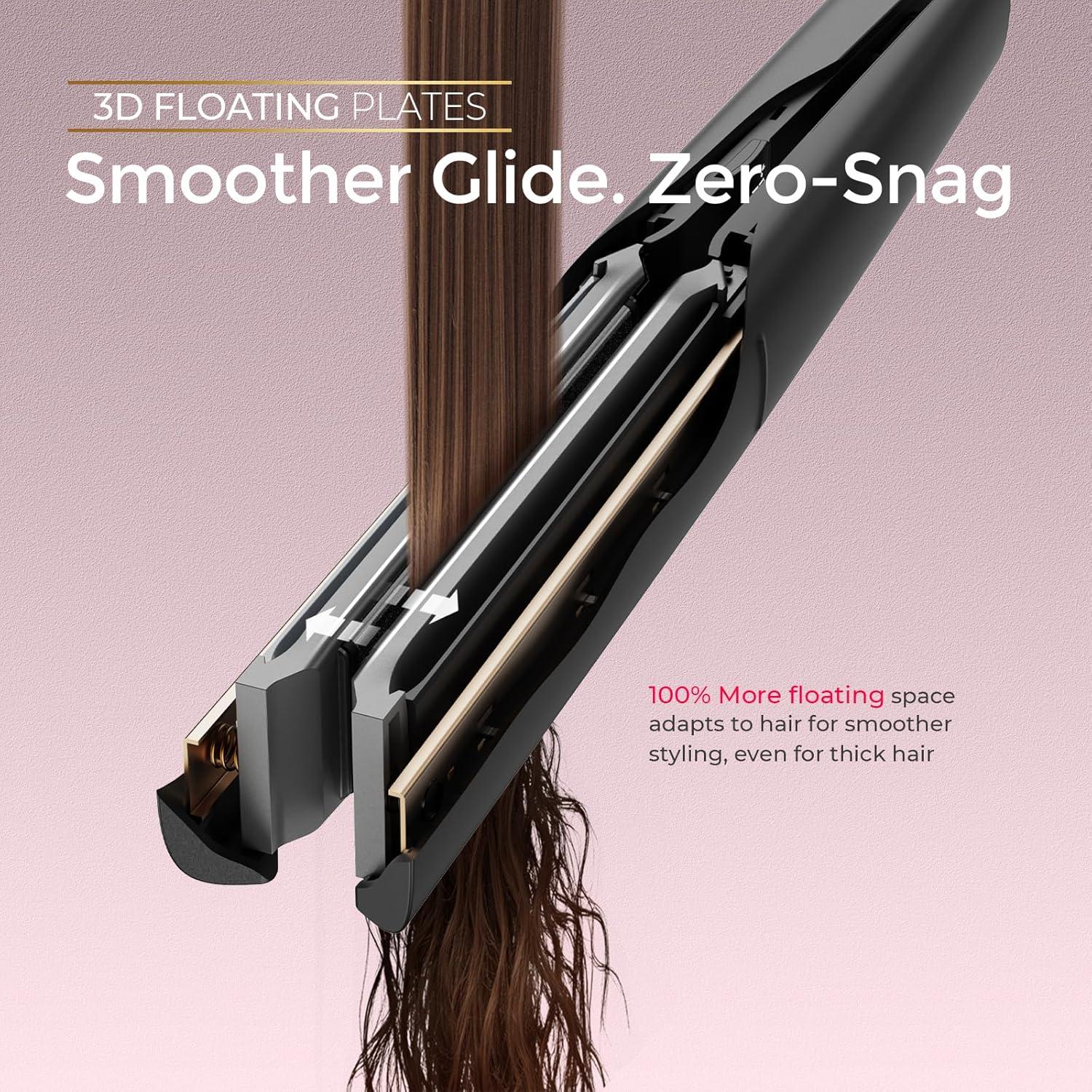 TYMO 2.0 Flat Iron Hair Straightener – Fast Smooth Styling, Long Ceramic Plates 2 in 1 Straightener & Curler, Hair Straighteners for Women with Hollow Design to Boost Curls, 1.1 inch, 500M Ionic