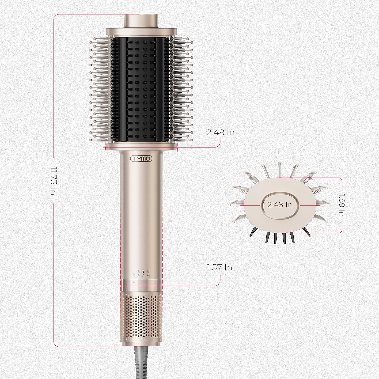 TYMO 4.0 Hair Blow Dryer Brush – Lightweight 3X Faster Drying 5-in-1 Ionic Blowout Hair Dryer Brush Adds Shine, Volume & Fullness for Smooth, Anti-Frizz Straight, Curl & Blowout Styles, Gold(Gold)