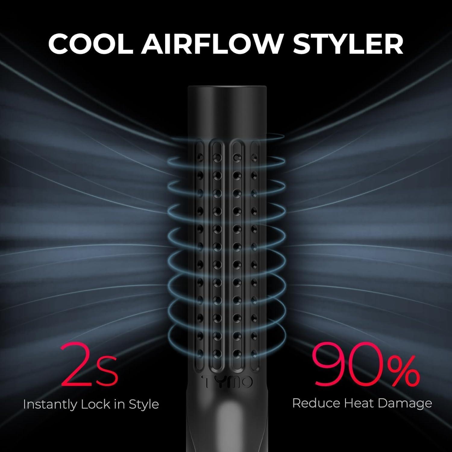 TYMO Airflow 2.0 Curling Iron Flat Iron – Hair Straightener and Curler 2 in 1, 1.25 Inch Curling Wand for Long Short Hair, Dual Voltage for Travel, 54 Million Ionic, Anti-Tangle, 5 Temps, Black(Black)