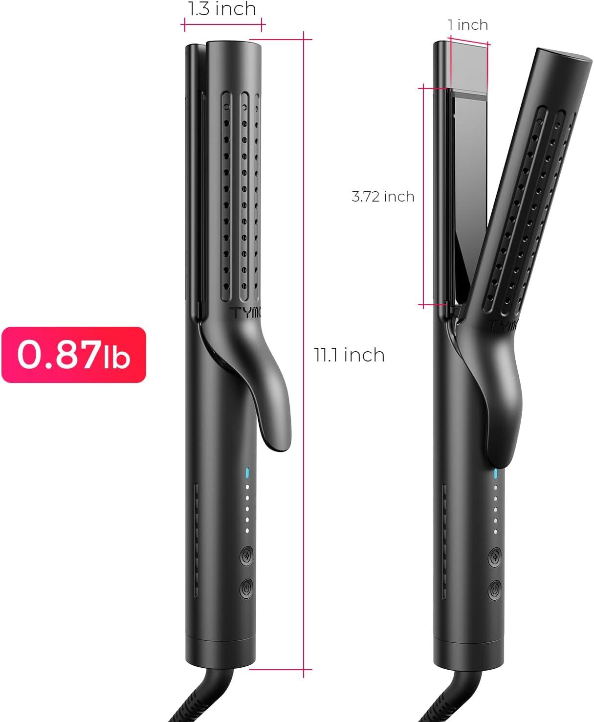 TYMO Airflow 2.0 Curling Iron Flat Iron – Hair Straightener and Curler 2 in 1, 1.25 Inch Curling Wand for Long Short Hair, Dual Voltage for Travel, 54 Million Ionic, Anti-Tangle, 5 Temps, Black(Black)