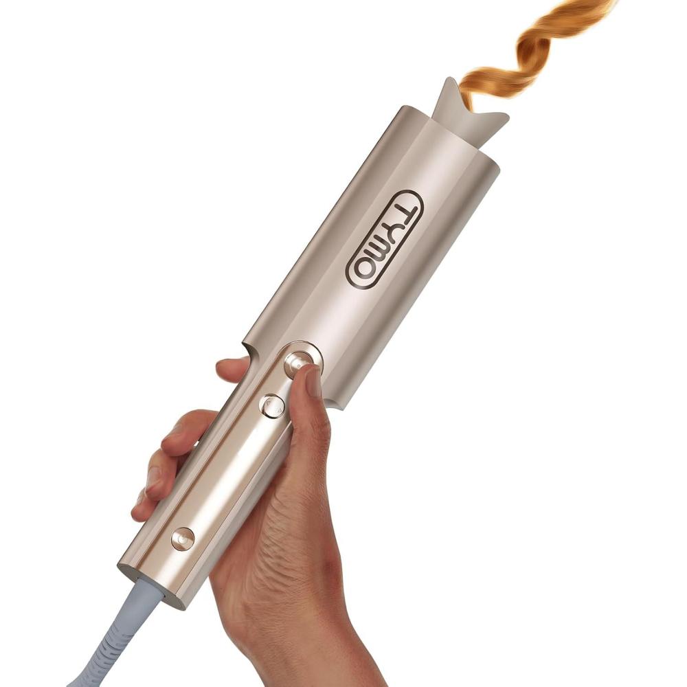 TYMO CurlPro Plus Automatic Rotating Curling Iron – Upgraded Long Barrel Curling Wand for Long Hair, Ceramic Hair Curler for Women, Anti-Scald, Tangle-Free, 600M Ionic, Dual Voltage, Gold, 1 1/2 Inch(Gold)