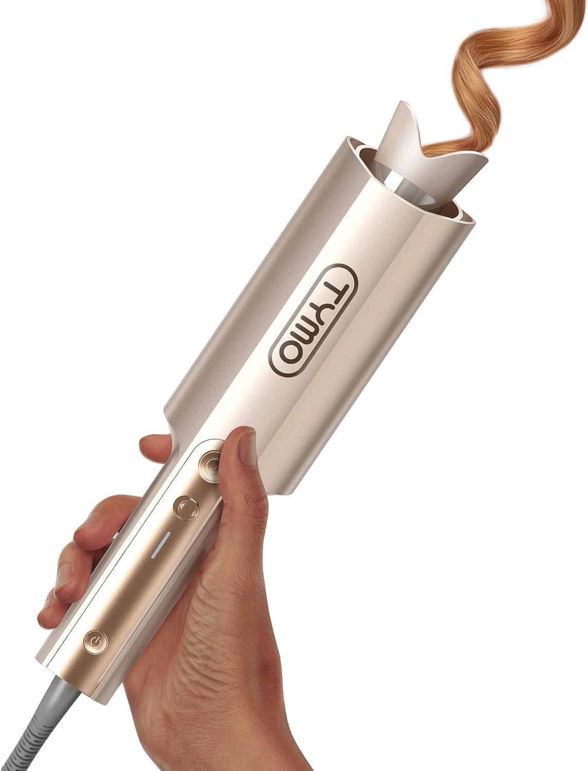 TYMO CurlPro Plus Automatic Rotating Curling Iron – Upgraded Long Barrel Curling Wand for Long Hair, Ceramic Hair Curler for Women, Anti-Scald, Tangle-Free, 600M Ionic, Dual Voltage, Gold, 1 1/2 Inch(Gold)