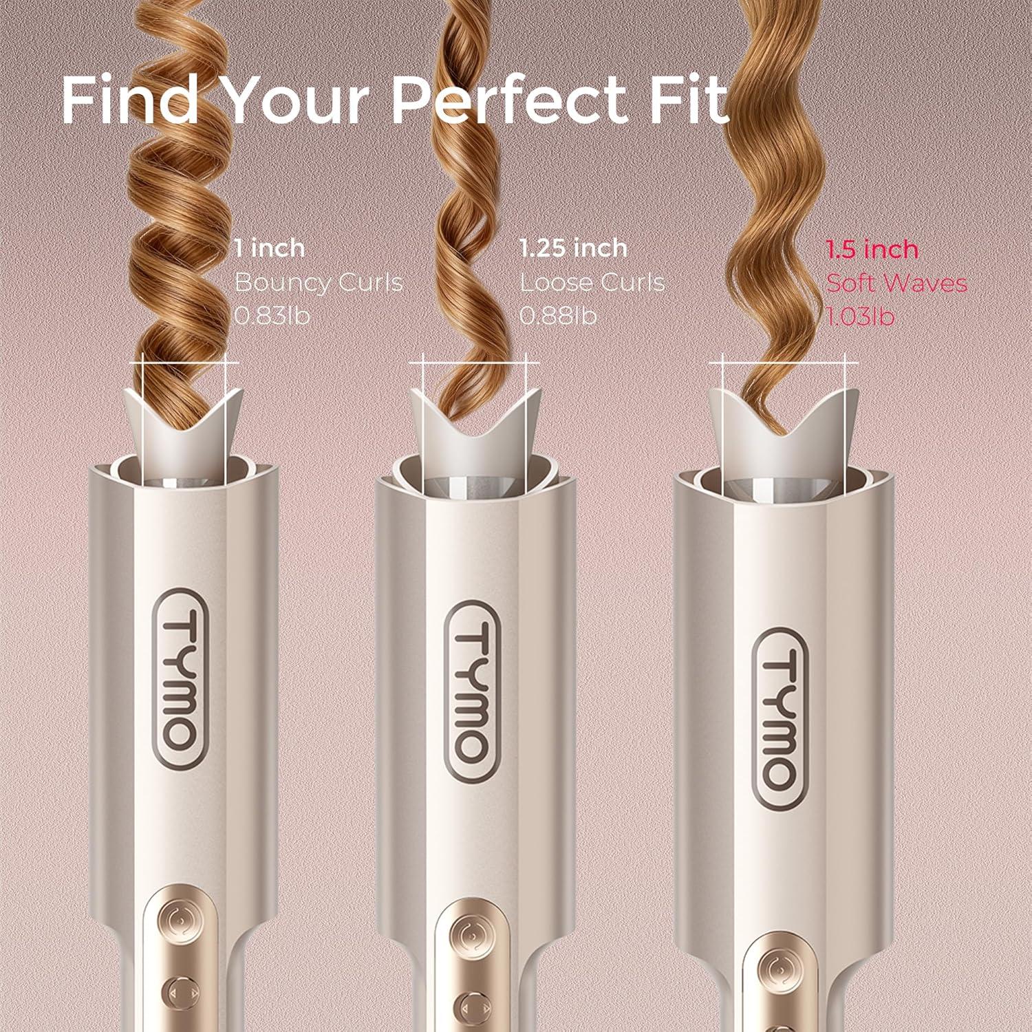TYMO CurlPro Plus Automatic Rotating Curling Iron – Upgraded Long Barrel Curling Wand for Long Hair, Ceramic Hair Curler for Women, Anti-Scald, Tangle-Free, 600M Ionic, Dual Voltage, Gold, 1 1/2 Inch(Gold)