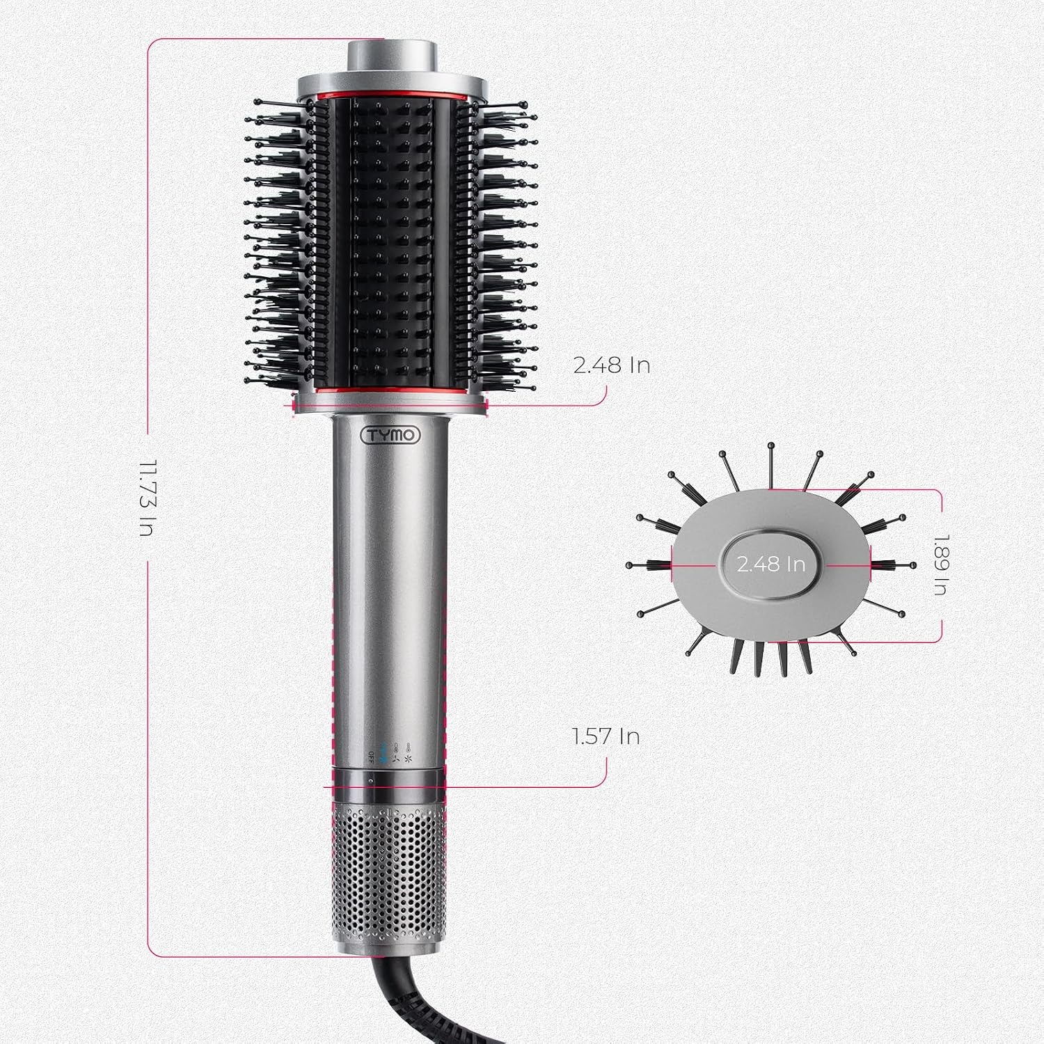 TYMO 4.0 Hair Blow Dryer Brush – Lightweight 3X Faster Drying 5-in-1 Ionic Blowout Hair Dryer Brush Adds Shine, Volume & Fullness for Smooth, Anti-Frizz Straight, Curl & Blowout Styles, Gold(Metal Grey)