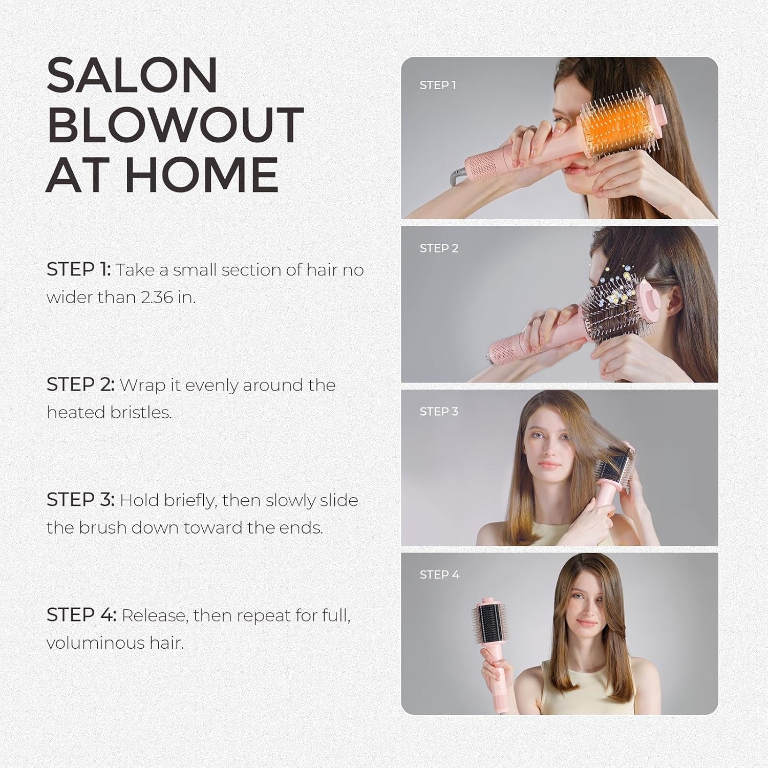 TYMO 4.0 Hair Blow Dryer Brush – Lightweight 3X Faster Drying 5-in-1 Ionic Blowout Hair Dryer Brush Adds Shine, Volume & Fullness for Smooth, Anti-Frizz Straight, Curl & Blowout Styles, Gold(Metal Grey)