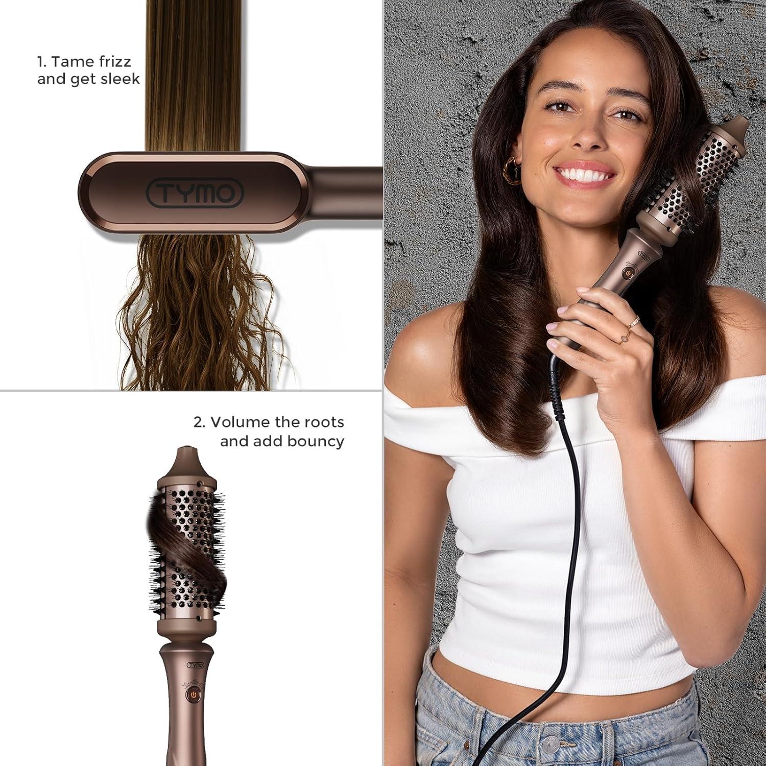 TYMO Limited Edition Styling Set – Include TYMO ROVY Hair Crimper Wave Curling Iron & Ring Plus Straightener Brush & STYLUX Thermal Brush, 3 in 1 Ionic Hair Curler Tool Set for Women