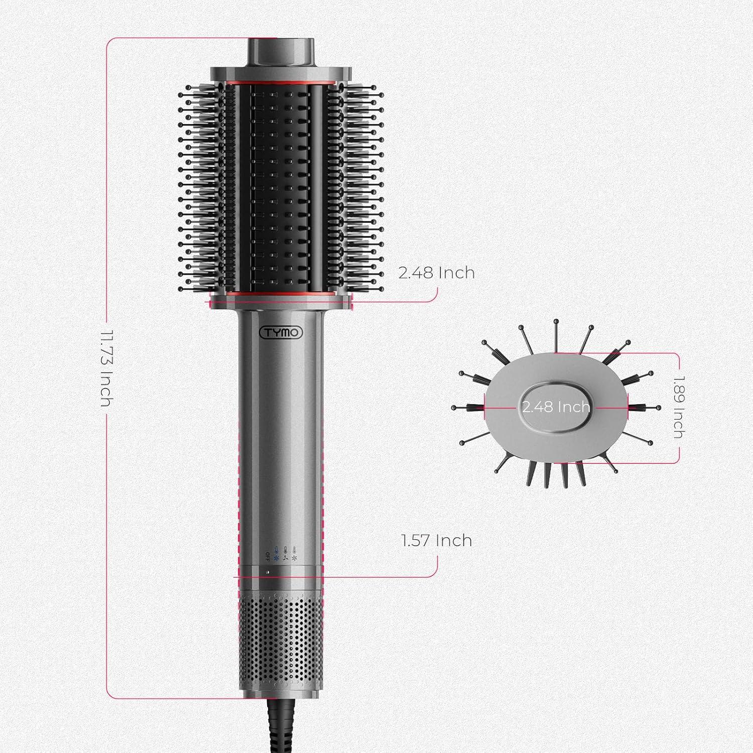 TYMO 4.0 Hair Blow Dryer Brush – Lightweight 3X Faster Drying 5-in-1 Ionic Blowout Hair Dryer Brush Adds Shine, Volume & Fullness for Smooth, Anti-Frizz Straight, Curl & Blowout Styles, Pink(Metal Grey)