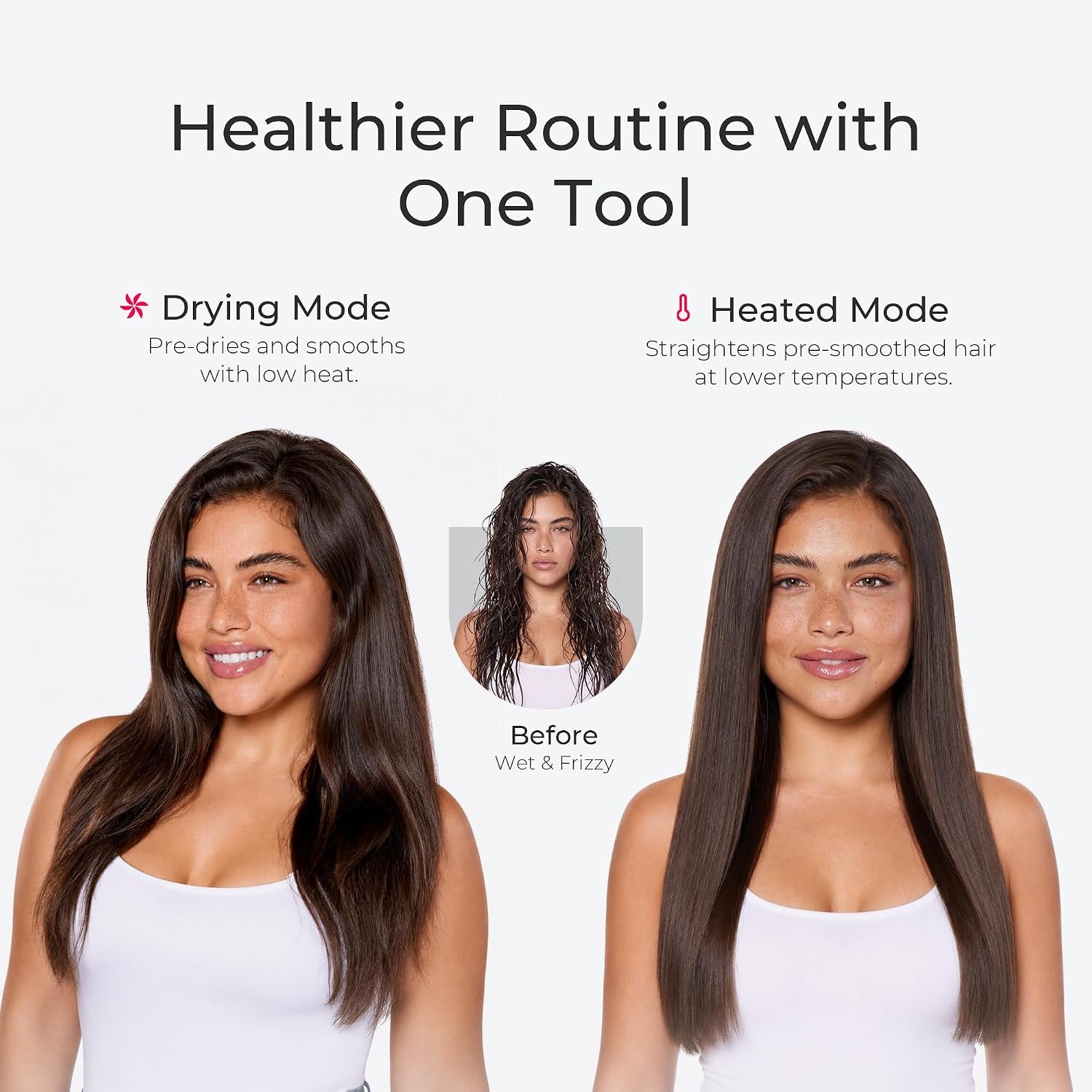 TYMO Hair Straightener Brush Blow Dryer 2-in-1, 2X Faster Wet to Dry Hair Straightener Hot Comb for Smooth Styling, Flowy Ionic Air Straightening Styler for Women, Add Shine & Less Heat Damage, Gold(Gold)