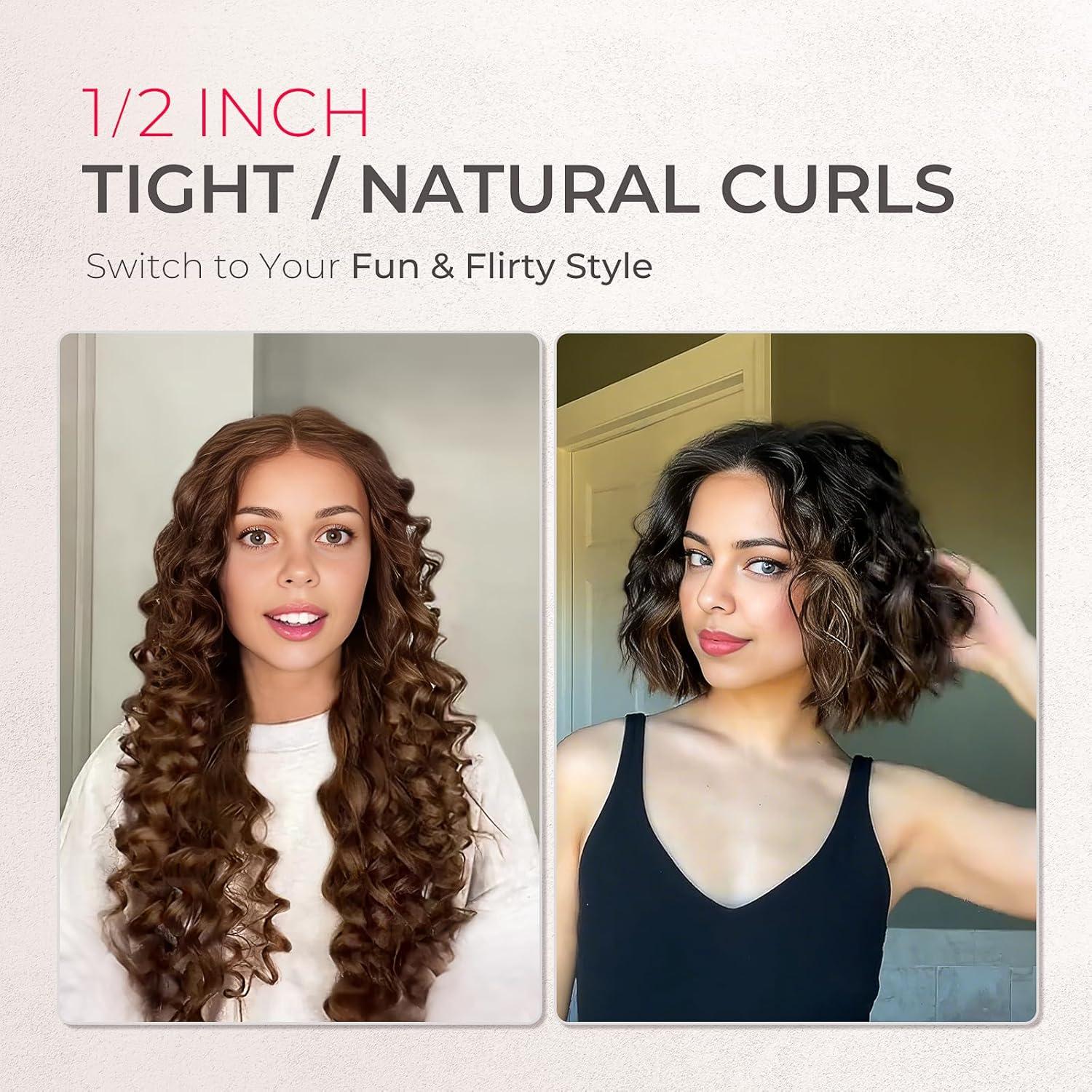 TYMO Curling Iron Set – 1/2, 1, 1 1/2 Inch Professional Ceramic Hair Curler for Spiral Curls & Beach Waves, Ionic Curling Wand for Women Short/Long Hair, Fast Heating, Dual Voltage & 5 Temps, Black(Black)