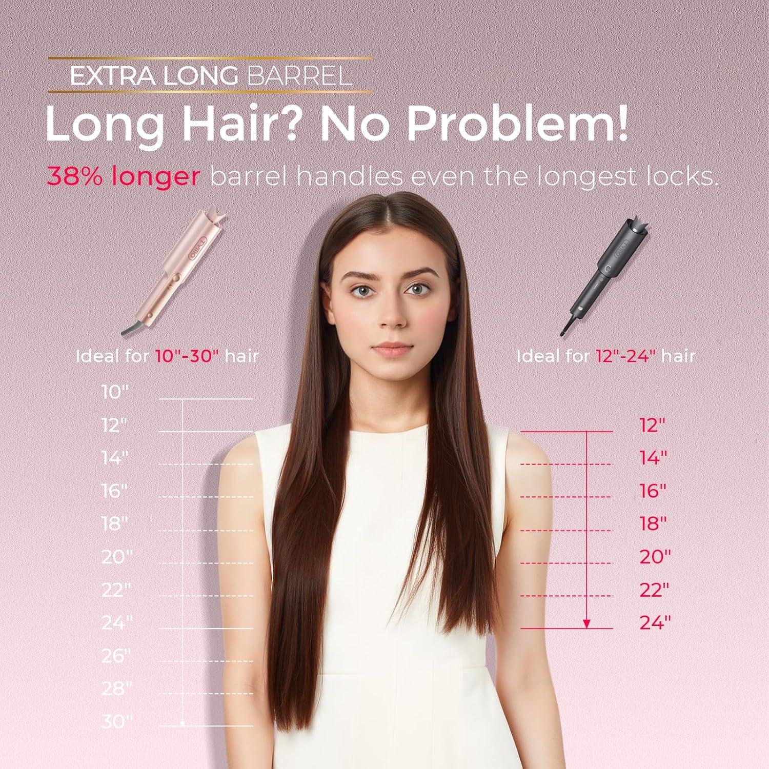 Upgraded Automatic Rotating Curling Iron – TYMO CurlPro Plus Long Barrel Curling Wand for Long Hair, Ceramic Hair Curler for Women, Anti-Scald, Tangle-Free, 600M Ionic, Dual Voltage,Gold Blush, 1 Inch(Gold Blush)