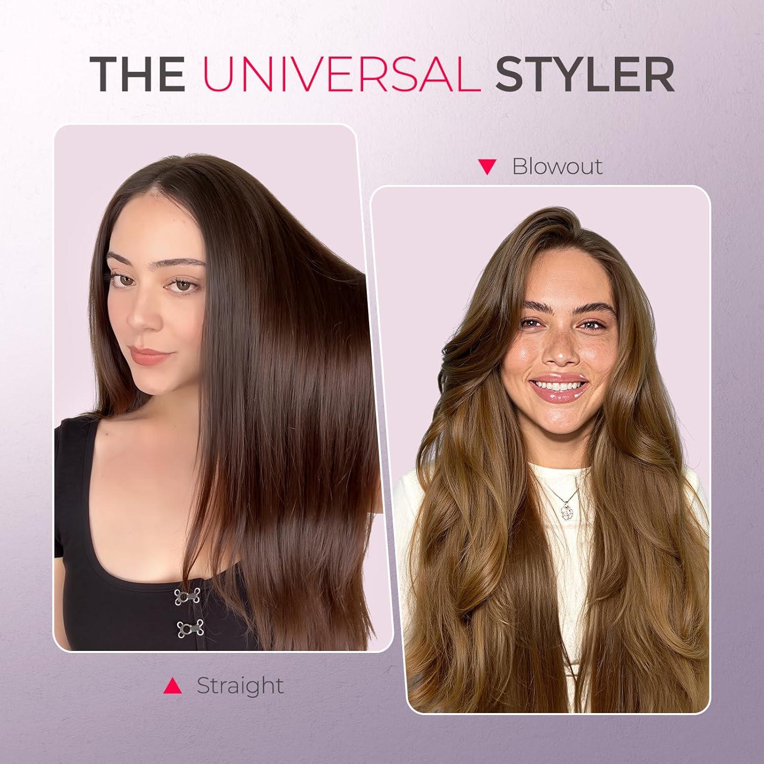 TYMO Ring Hair Straightener Brush – Hair Straightening Iron with Built-in Comb, 20s Fast Heating & 5 Temp Settings & Anti-Scald, Perfect for Professional Salon at Home, Sakura Pink(Sakura Pink)
