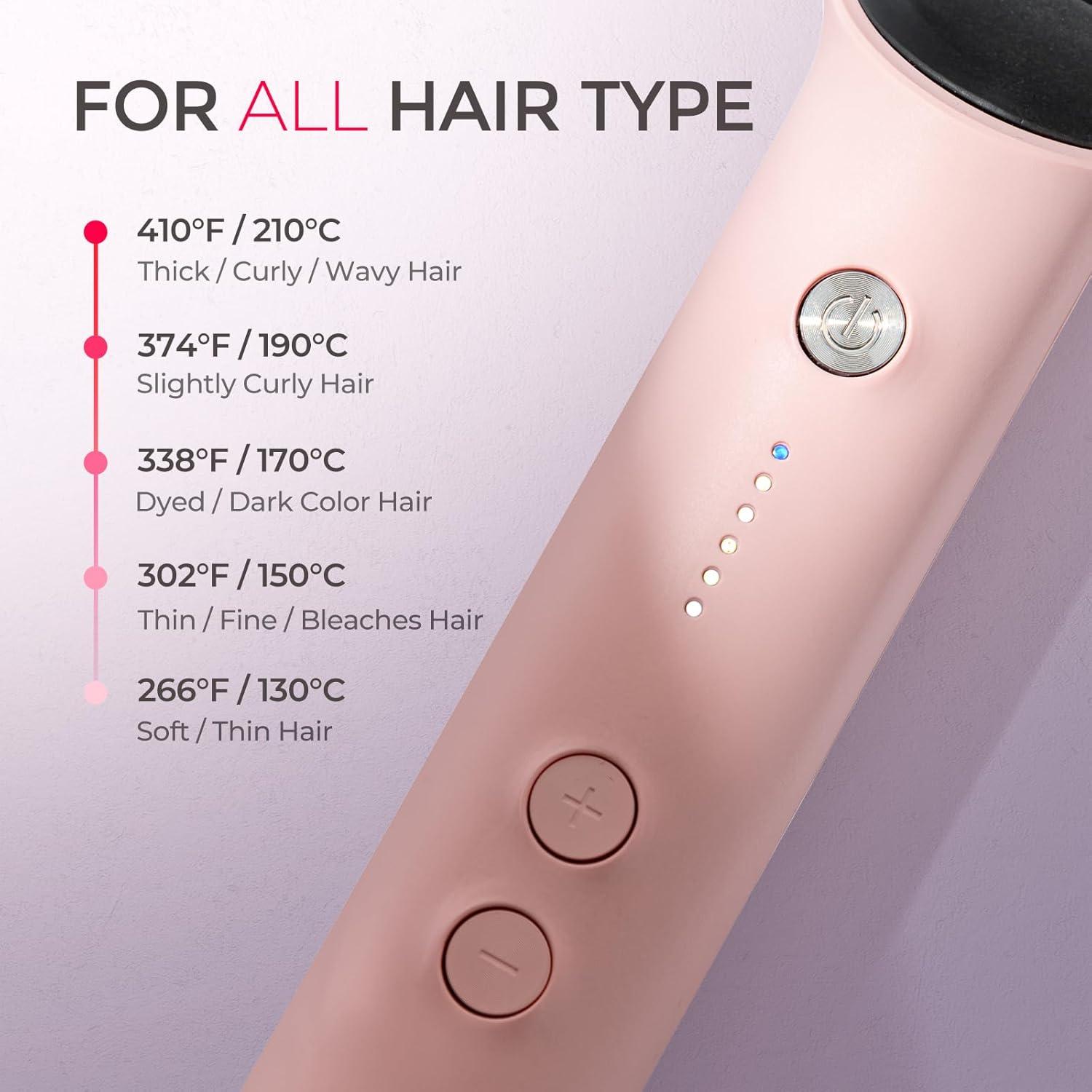 TYMO Ring Hair Straightener Brush – Hair Straightening Iron with Built-in Comb, 20s Fast Heating & 5 Temp Settings & Anti-Scald, Perfect for Professional Salon at Home, Sakura Pink(Sakura Pink)