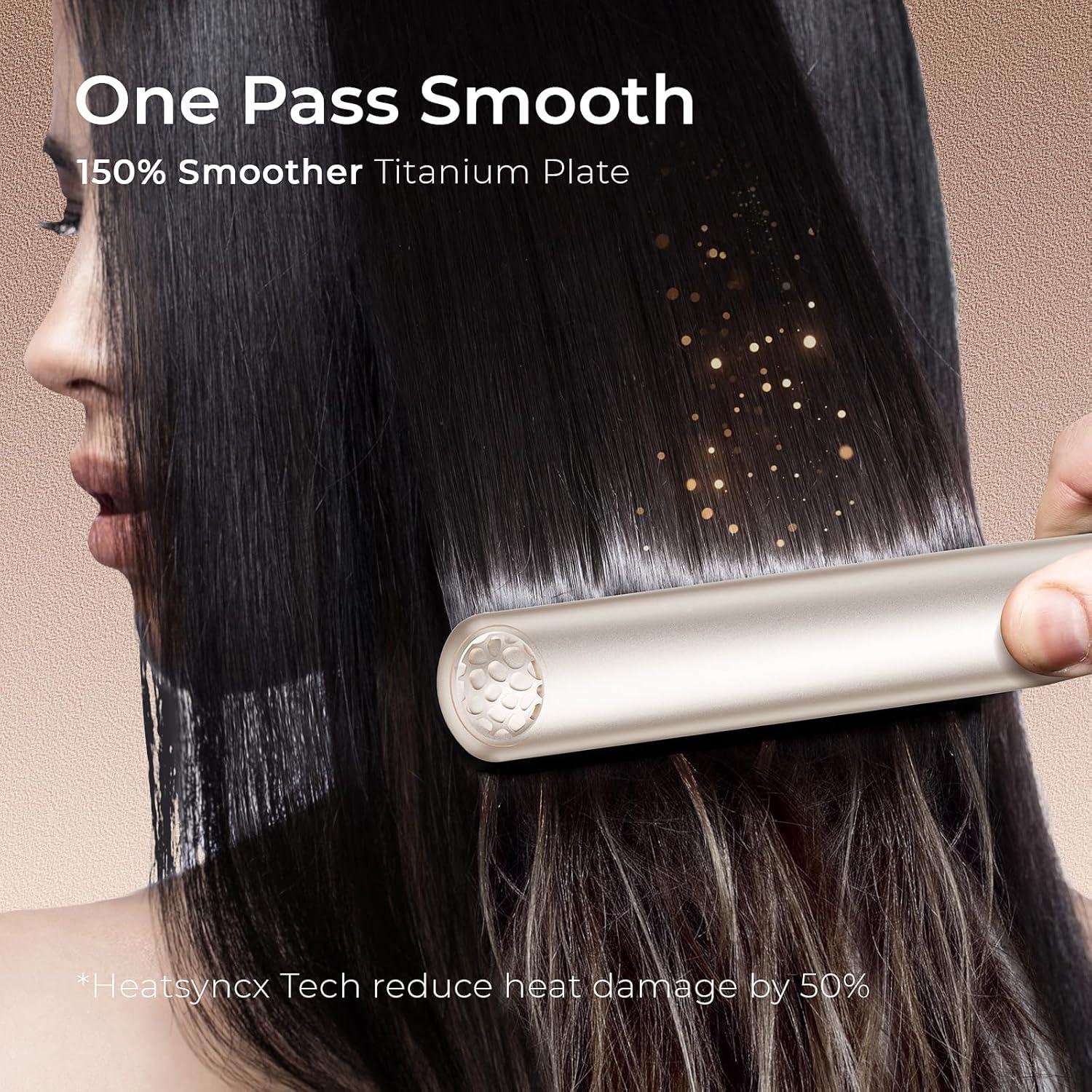TYMO Flat Iron Hair Straightener – Titanium Hair Straighteners for Women, 1 Inch Professional Travel Flat Iron, Portable Straightener and Curlers with 10s Heat Up, 32 Temp, Dual Voltage & LED Display