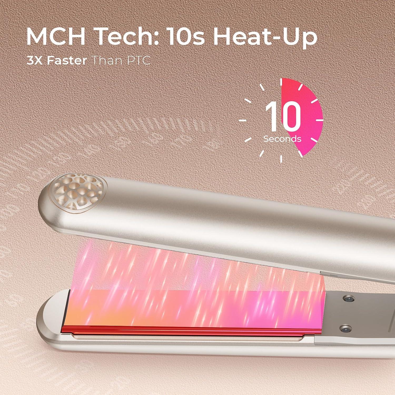 TYMO Flat Iron Hair Straightener – Titanium Hair Straighteners for Women, 1 Inch Professional Travel Flat Iron, Portable Straightener and Curlers with 10s Heat Up, 32 Temp, Dual Voltage & LED Display