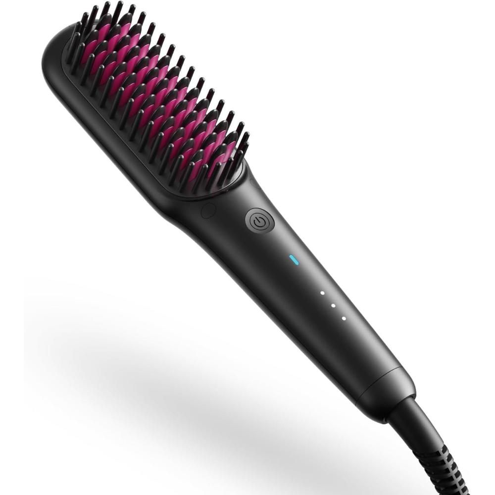 TYMO Portable Hair Straightener Brush – Ionic MINI Straightening Brush for Short Hair, Ionic Hot Comb Straightener for Women, 0.39lb Ultra Lightweight for Travel, 200M Negative Ions, Dual Voltage