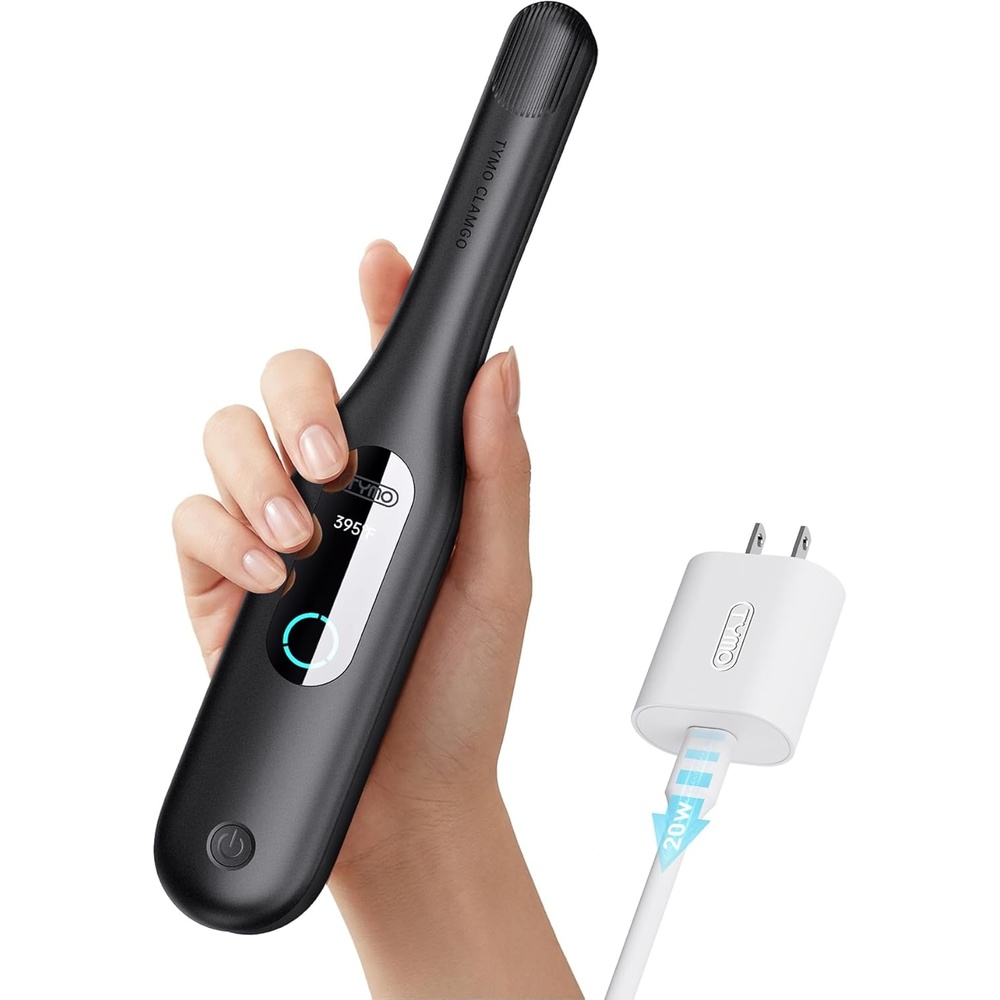 TYMO Cordless Mini Flat Iron, 0.65″ Mini Hair Straightener Pencil Curling Iron for Short Hair, 200M Ions Lightweight Ceramic Curler for Pixie Cut, Bob & Curls, 3X Less Heat Damage, Dual Voltage, Pink(Black)