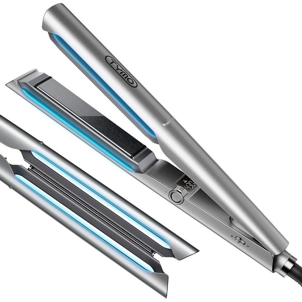 TYMO New-Gen Flat Iron Hair Straightener, 1″ Long Ceramic Plates, 3X Smoother Glide, 2X Faster Styling with Less Damage, FLAIGHT Holo 2 in 1 Straightener and Curler for Women, 500M Ions, Metal Grey(Metal Grey)
