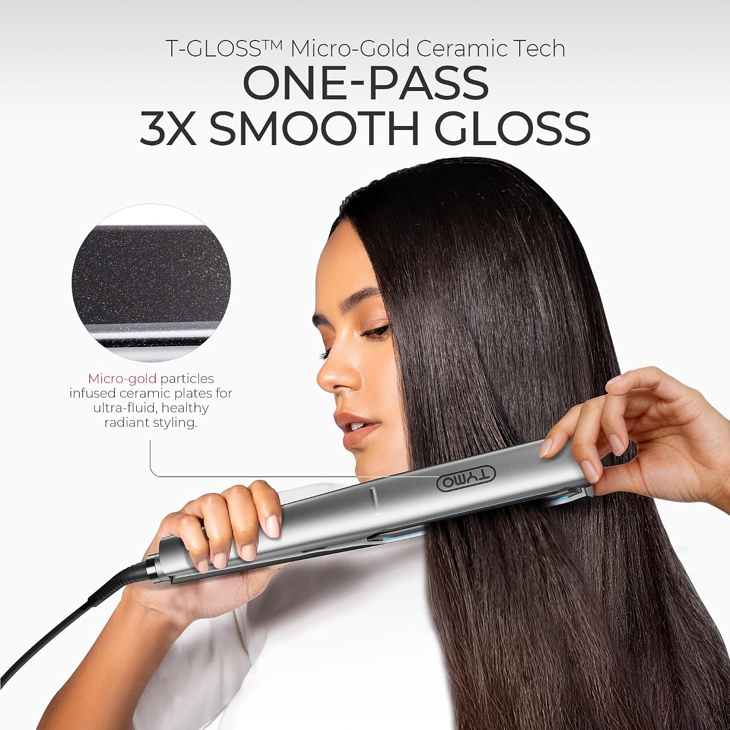 TYMO New-Gen Flat Iron Hair Straightener, 1″ Long Ceramic Plates, 3X Smoother Glide, 2X Faster Styling with Less Damage, FLAIGHT Holo 2 in 1 Straightener and Curler for Women, 500M Ions, Metal Grey(Metal Grey)