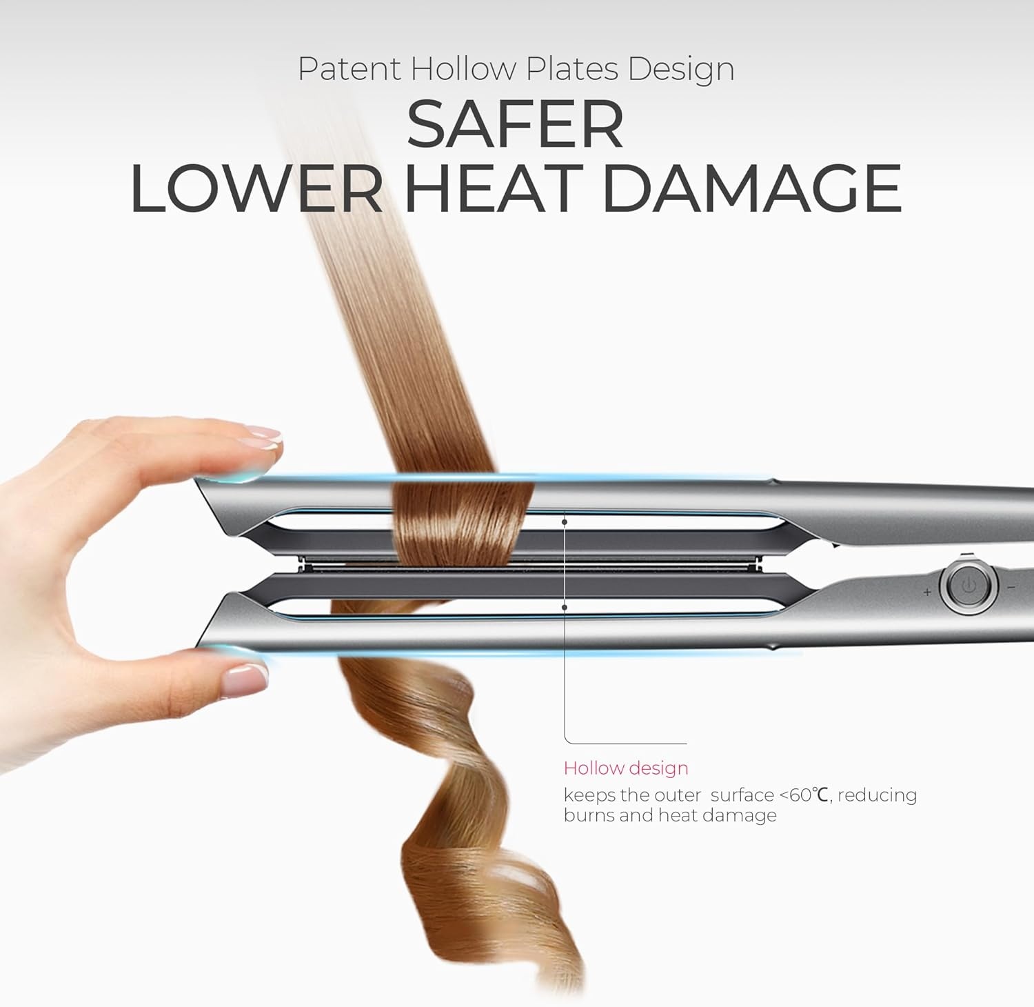 TYMO New-Gen Flat Iron Hair Straightener, 1″ Long Ceramic Plates, 3X Smoother Glide, 2X Faster Styling with Less Damage, FLAIGHT Holo 2 in 1 Straightener and Curler for Women, 500M Ions, Metal Grey(Metal Grey)