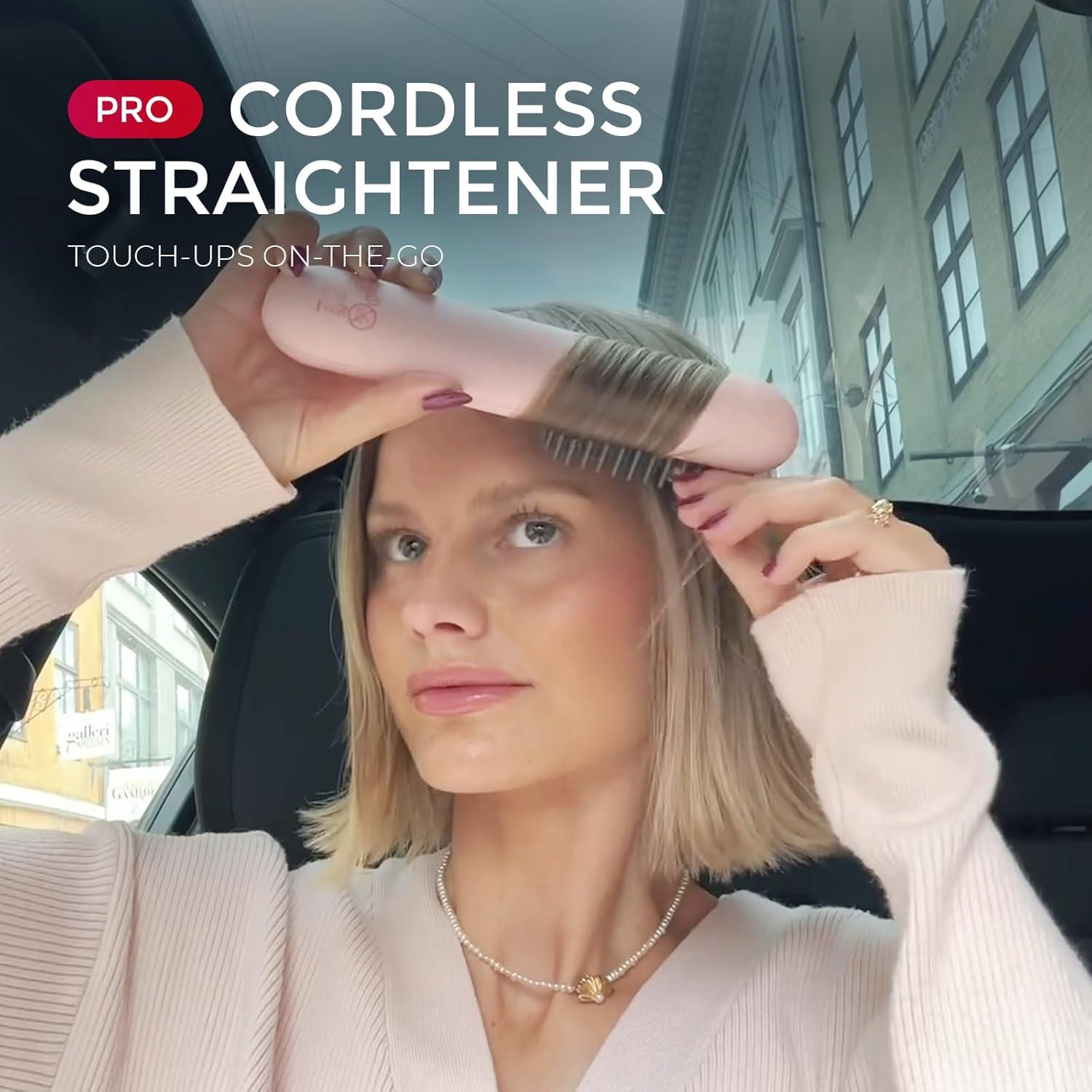 TYMO Cordless Hair Straightener Brush – Porta PRO Portable Straightening Brush for Travel, Mini Ionic Hot Comb Straightener for Women, Lightweight on-The-go, Cordless and Fast Charger Dual Power