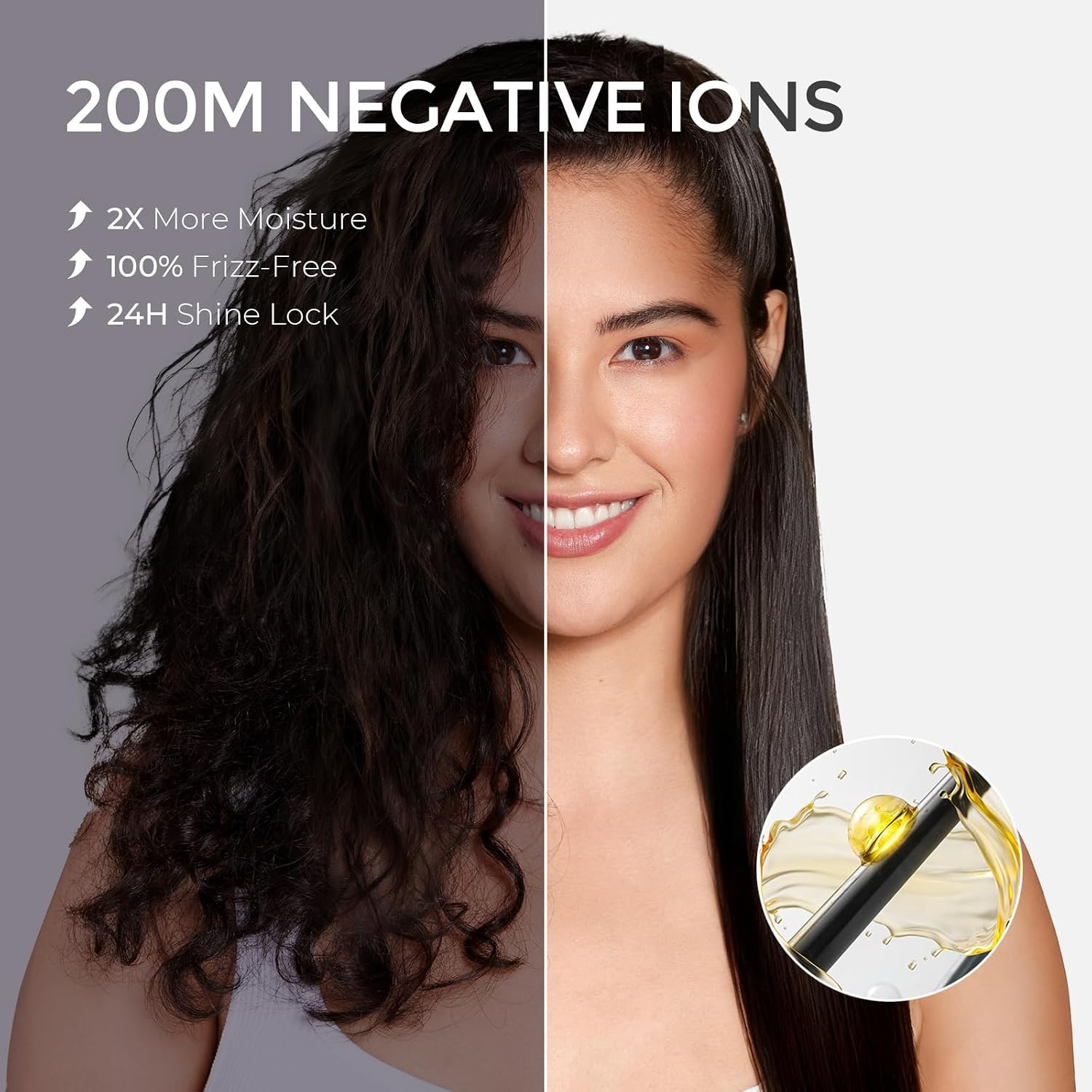 TYMO Flat Iron Hair Straightener Brush 2 in 1, 200M Ions Hair Straighteners for Women, Ceramic Straightening Hot Comb for Anti-Frizz Straights, Waves, Curl, 3X Less Heat Damage, Dual Voltage, Gold(Gold)
