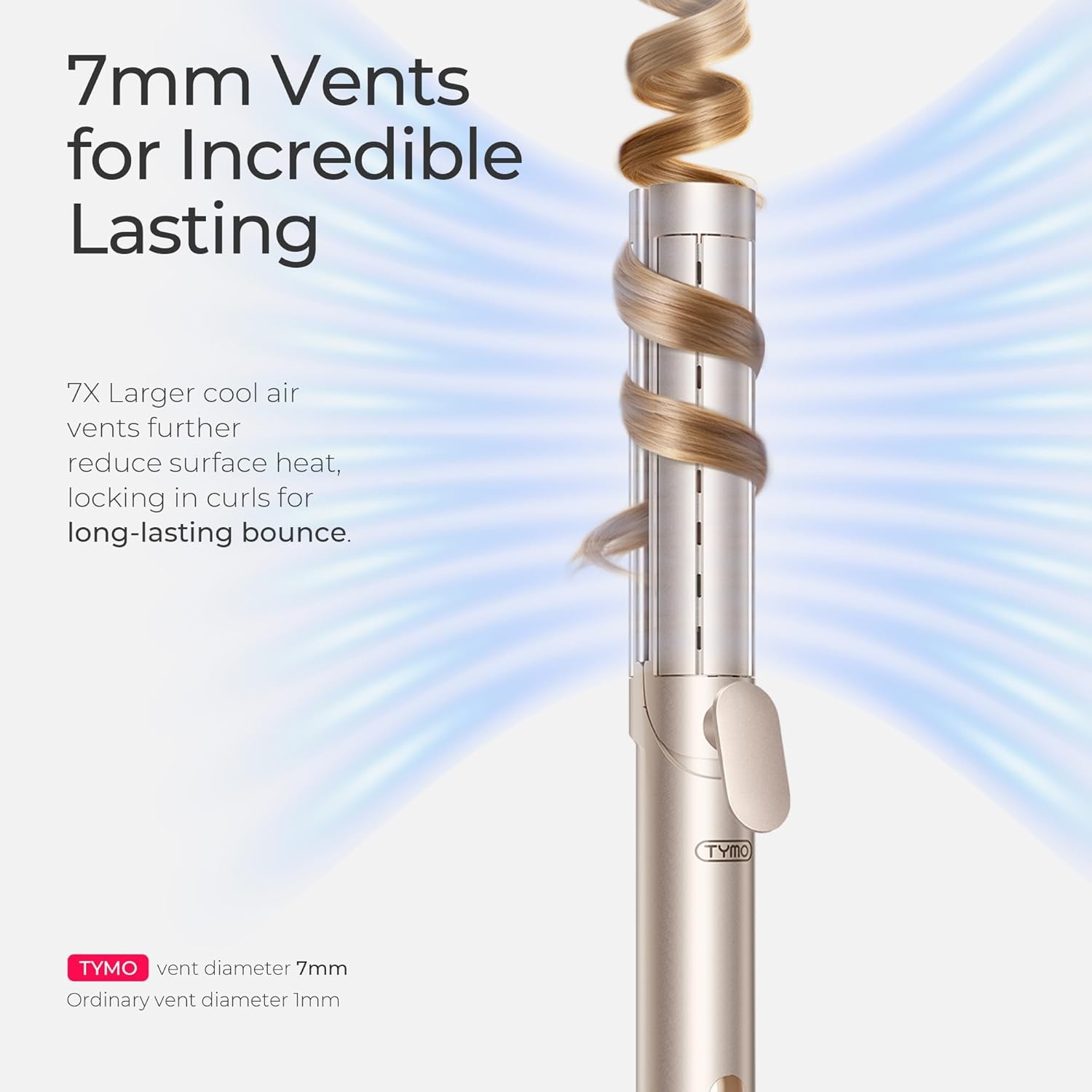 TYMO Dual-Size Airflow Curling Iron 1 1/2 Inch to 2 Inch, AIRQ Flat Iron Hair Straightener and Hair Curler in One, Beach Waves Ionic Curling Wand Curler, Nano Titanium, Dual Voltage, Gold(Gold)