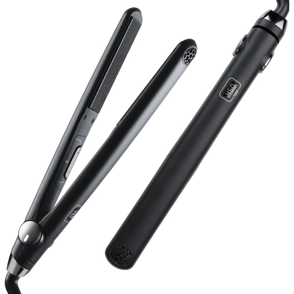 TYMO Flat Iron Hair Straightener and Curler 2 in 1 with 10s Fast Heating, 1 Inch Professional Titanium Straightening Curling Iron with 32 Adjustable Temp and Automatic Shut Off(Matte Black)