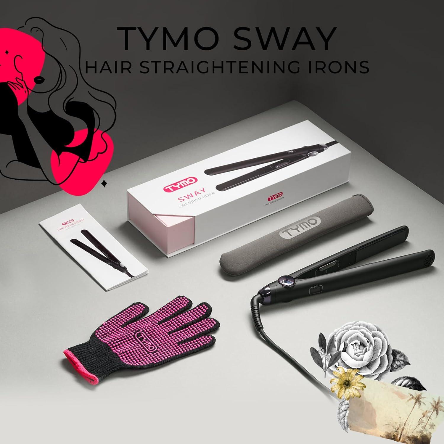 TYMO Flat Iron Hair Straightener and Curler 2 in 1 with 10s Fast Heating, 1 Inch Professional Titanium Straightening Curling Iron with 32 Adjustable Temp and Automatic Shut Off(Matte Black)