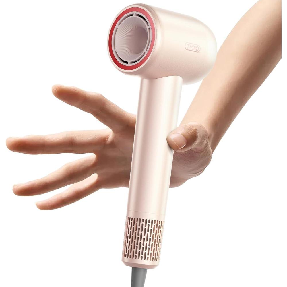 TYMO Ionic Hair Dryer for Women, High Speed Travel Blow Dryer for 5X Faster Drying & 0 Damage, Professional Portable Quiet Hairdryer with 400M Negative Ions, 4 Temps& 2 Speeds, 110,000 RPM, Gold Blush(Gold Blush)