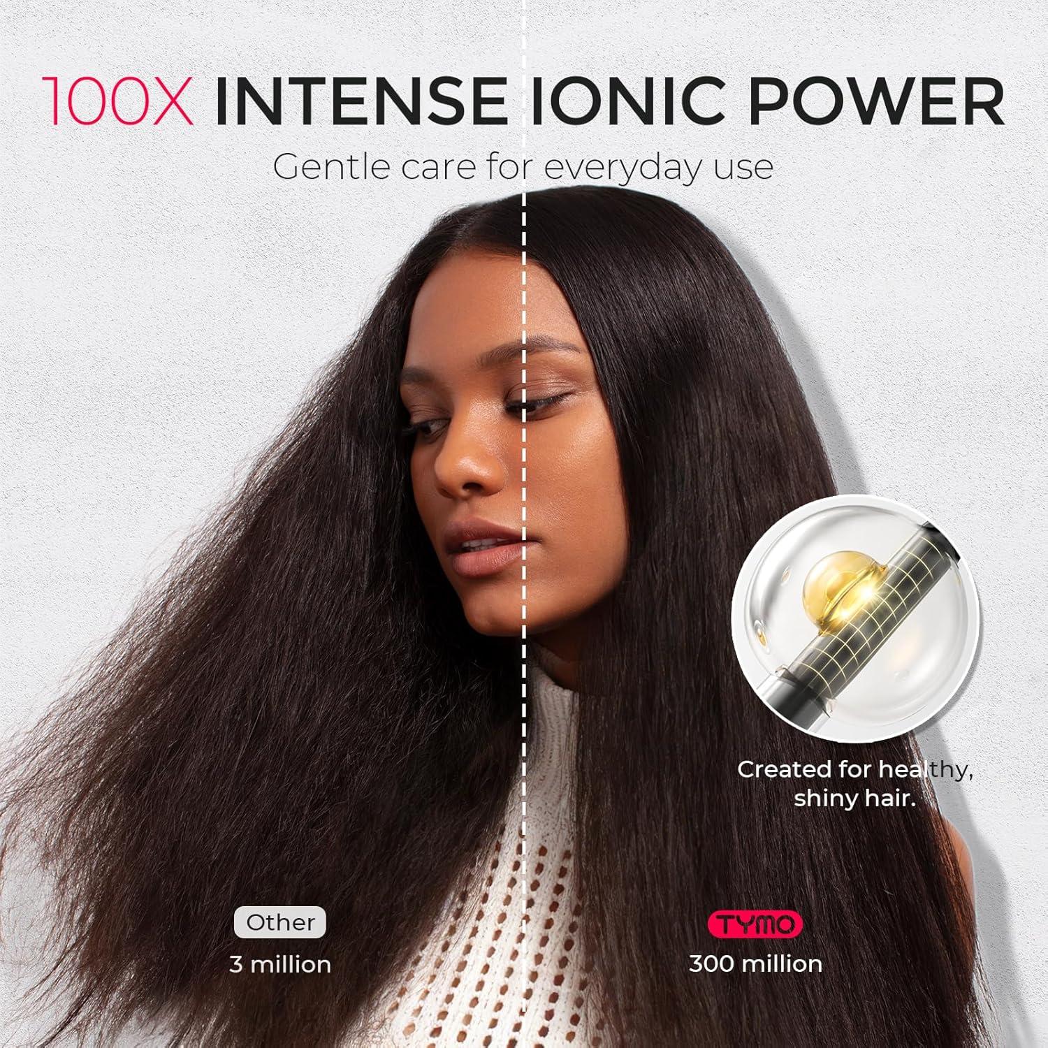 TYMO Diffuser Hair Dryer Blow Dryer – 300 Million Ionic Hairdryer with Diffuser & Comb Attachment for Curly Hair, Professional Blowdryer for Women, Cool Air Button, Small Travel Lightweight, Black(Black)