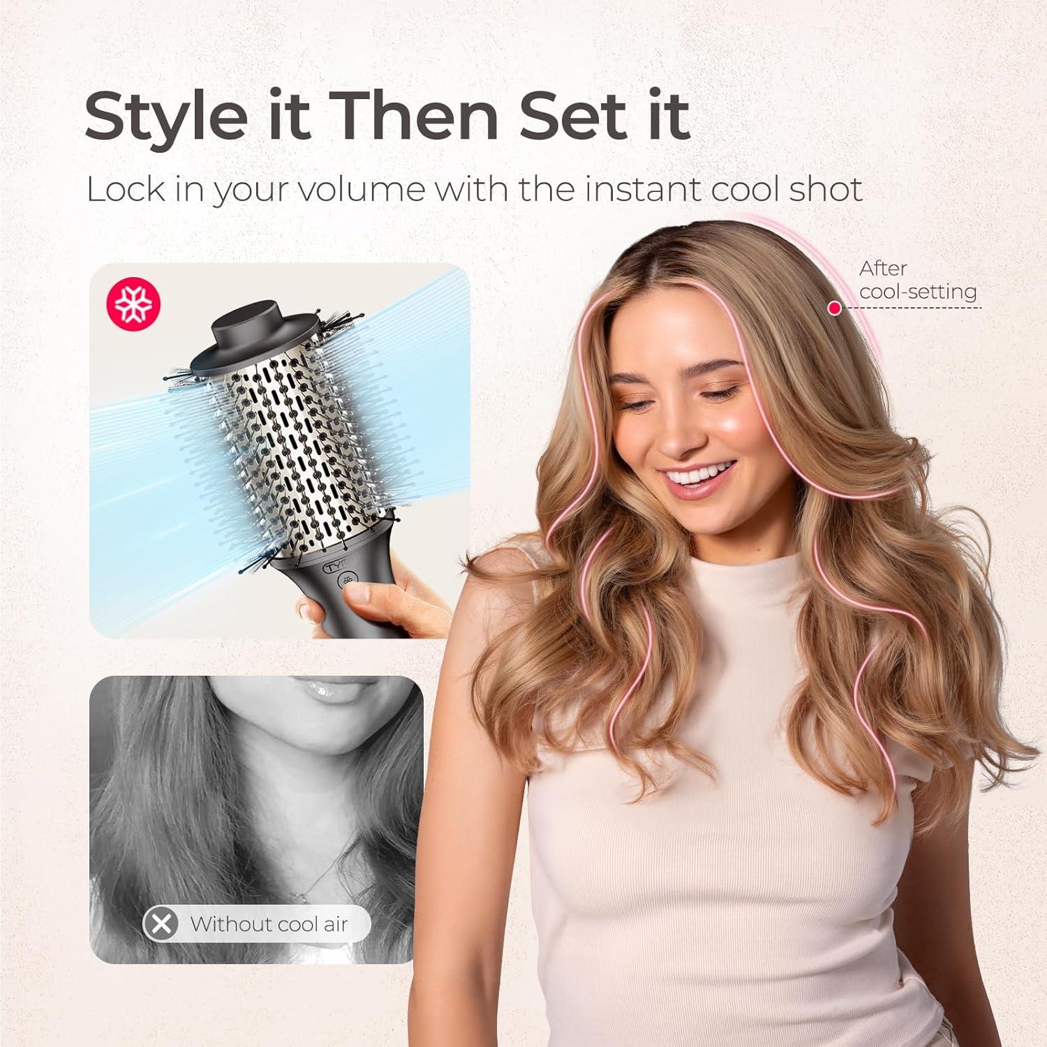 TYMO Hair Dryer Brush Blow Dryer in One, 300% High Speed Hot Air Blowout Brush with Cool Shot, One Step Hairdryer, Straightener, Curling, Volumizer, 12 Setting Mode, 200M Negative Ion for Frizz-Free