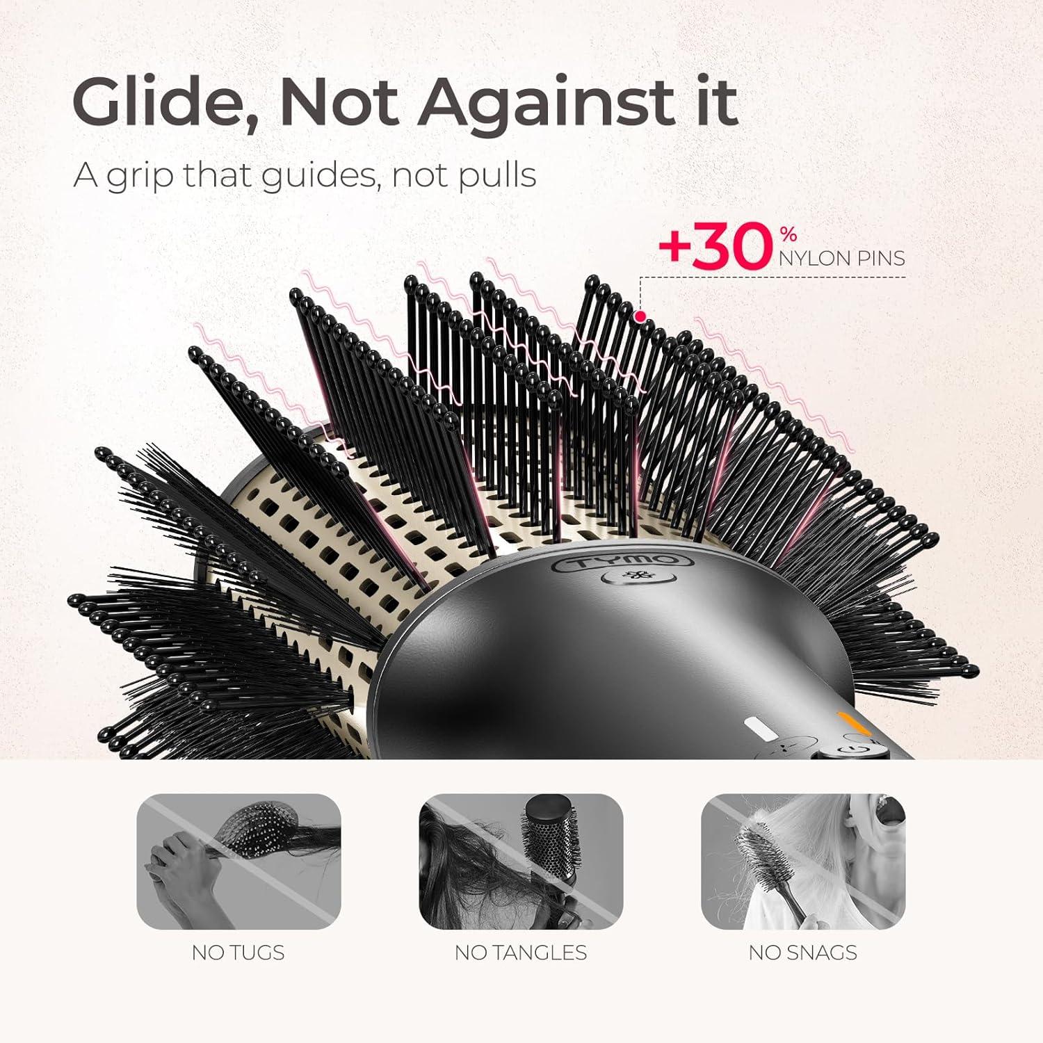 TYMO Hair Dryer Brush Blow Dryer in One, 300% High Speed Hot Air Blowout Brush with Cool Shot, One Step Hairdryer, Straightener, Curling, Volumizer, 12 Setting Mode, 200M Negative Ion for Frizz-Free