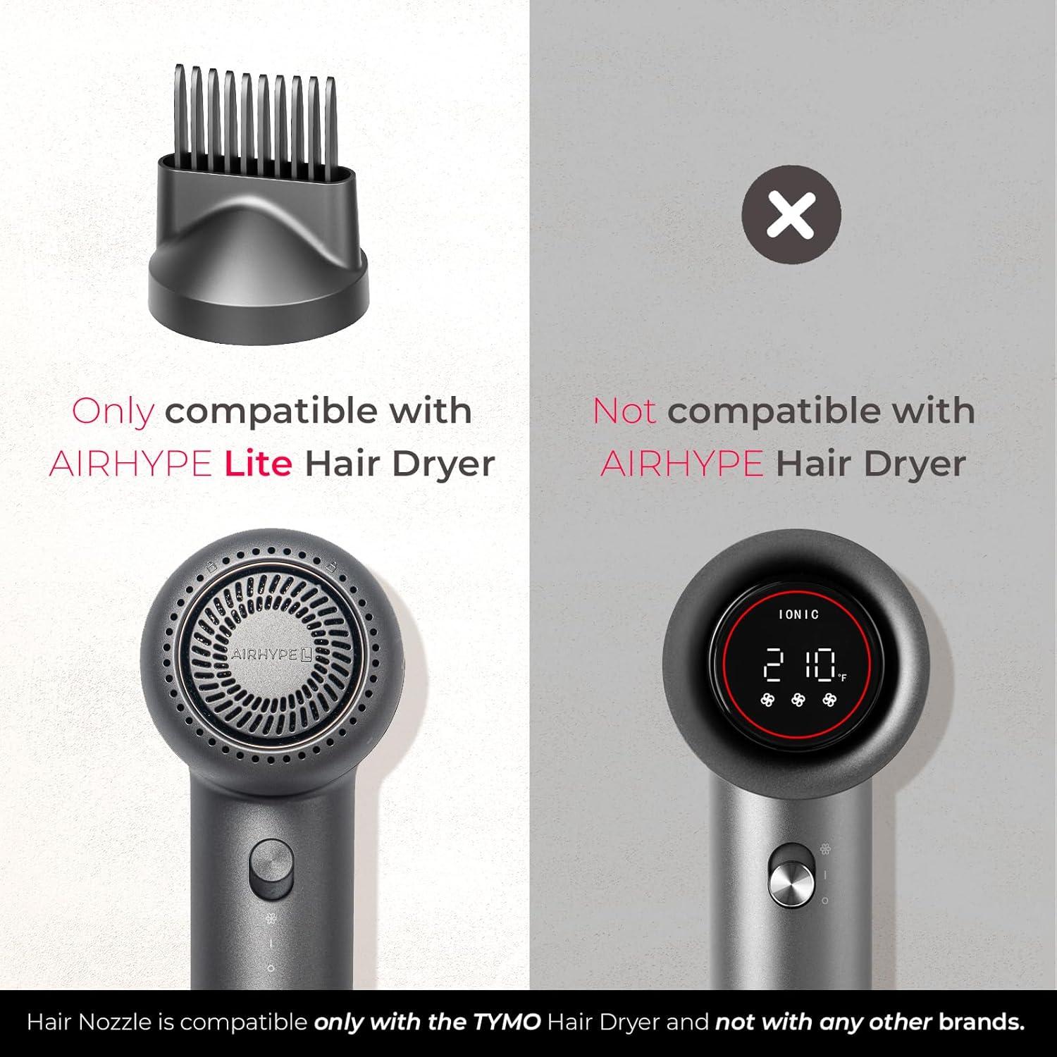 TYMO AIRHYPE Lite Hair Dryer x1, Comb Attachment x1, Concentrator Attachment x1