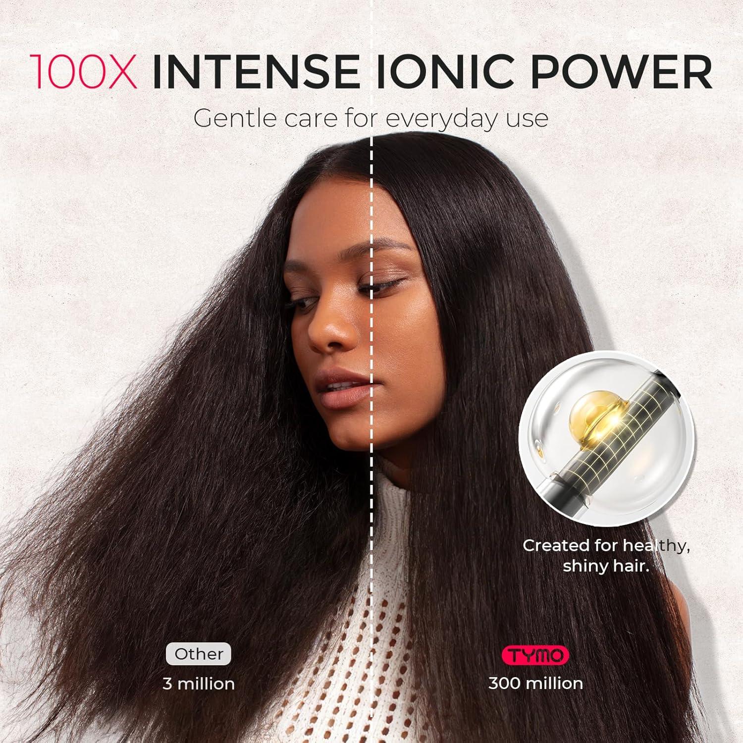 TYMO Diffuser Hair Dryer Blow Dryer – 300 Million Ionic Hairdryer with Diffuser & Comb Attachment for Curly Hair, Professional Blowdryer for Women, Cool Air Button, Small Travel Lightweight, Black(Gold)