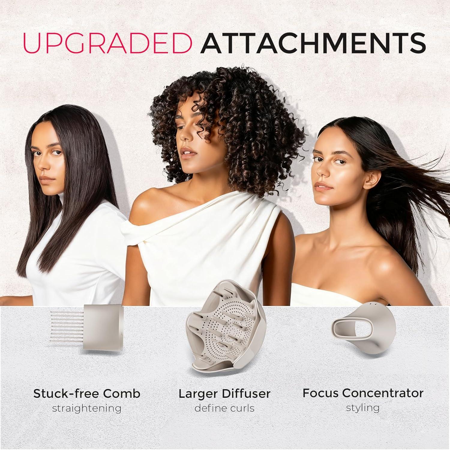 TYMO Diffuser Hair Dryer Blow Dryer – 300 Million Ionic Hairdryer with Diffuser & Comb Attachment for Curly Hair, Professional Blowdryer for Women, Cool Air Button, Small Travel Lightweight, Black(Gold)