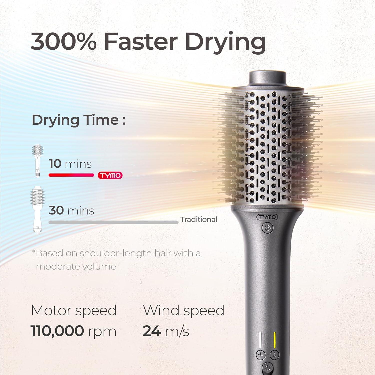 TYMO Hair Dryer Brush Blow Dryer Brush in One, Hot Air Brushes with 3 Barrels as Dryer Volumizer Straightener, Multi-Styler, 110,000 RPM High-Speed Motor Air Wrap, 200M Negative Ions for Frizz-Free