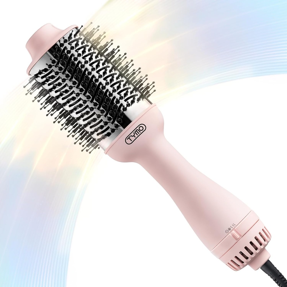 TYMO Hair Dryer Brush Blow Dryer Brush in One, 4 in 1 Ionic Hairdryer and Styler Volumizer with Oval Titanium Barrel, Hot Air Straightener for Smooth Frizz-Free Blowout, Gold, 2 Inch(Pink)