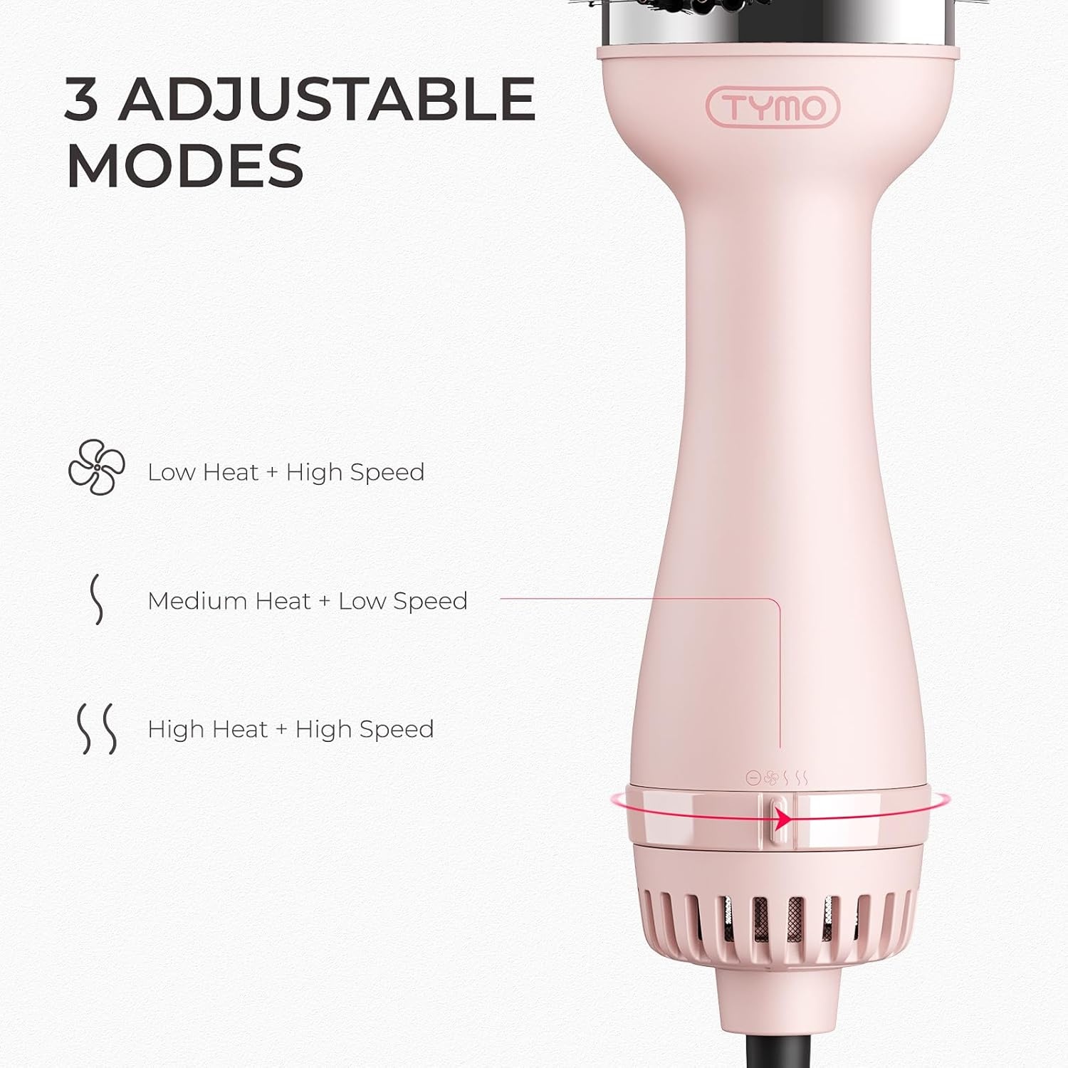 TYMO Hair Dryer Brush Blow Dryer Brush in One, 4 in 1 Ionic Hairdryer and Styler Volumizer with Oval Titanium Barrel, Hot Air Straightener for Smooth Frizz-Free Blowout, Gold, 2 Inch(Pink)