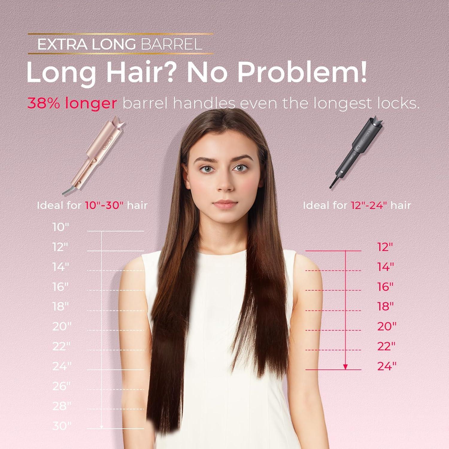 TYMO CurlPro Plus Automatic Rotating Curling Iron – Upgraded Long Barrel Curling Wand for Long Hair, Ceramic Hair Curler for Women, Anti-Scald, Tangle-Free, 600M Ionic, Dual Voltage, Gold, 1 1/2 Inch(Gold Blush)