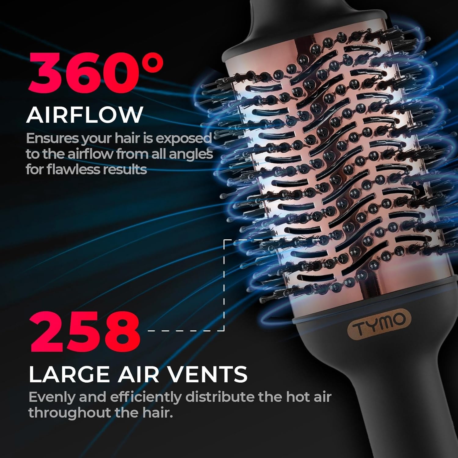 TYMO Hair Dryer Brush Blow Dryer Brush in One, 4 in 1 Ionic Hairdryer and Styler Volumizer with Oval Titanium Barrel, Hot Air Straightener for Smooth Frizz-Free Blowout, Gold, 2 Inch(Gold)
