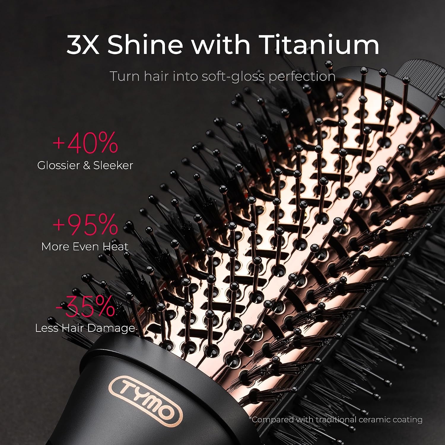 TYMO Hair Dryer Brush Blow Dryer Brush in One, 4 in 1 Ionic Hairdryer and Styler Volumizer with Oval Titanium Barrel, Hot Air Straightener for Smooth Frizz-Free Blowout, Gold, 2 Inch(Gold)