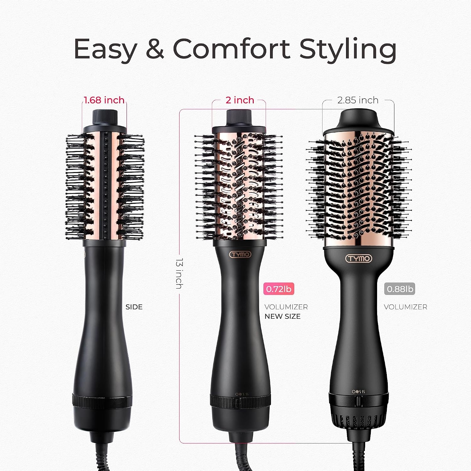 TYMO Hair Dryer Brush Blow Dryer Brush in One, 4 in 1 Ionic Hairdryer and Styler Volumizer with Oval Titanium Barrel, Hot Air Straightener for Smooth Frizz-Free Blowout, Gold, 2 Inch(Gold)