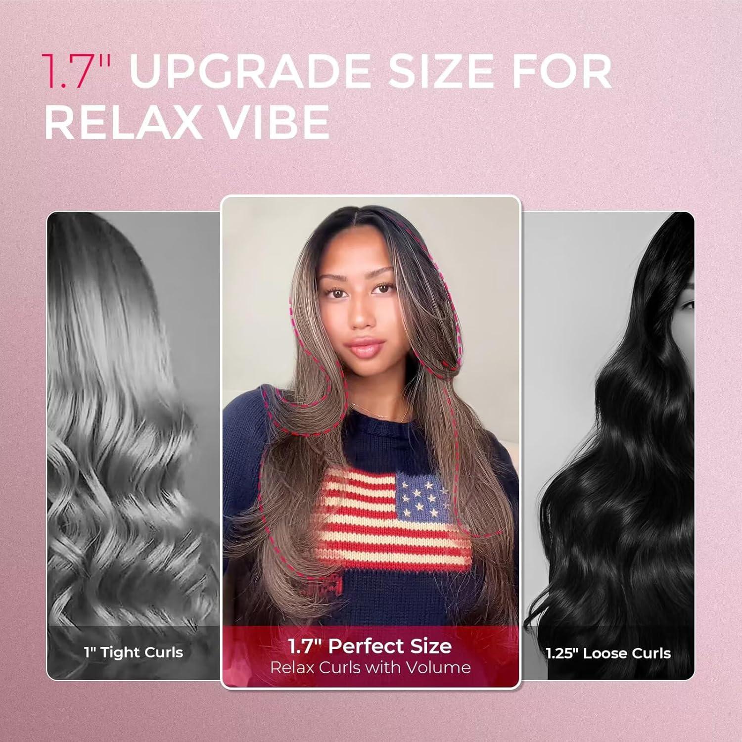 TYMO 2.0 Thermal Brush Curling Brush – STYLUX 1.7″ Blowout Volumizer with Flexi-Fit for Hair Straightening, Heated Round Styler Tool, Hair Straightener and Curler 2 in 1, Dual Voltage & Light, Gold
