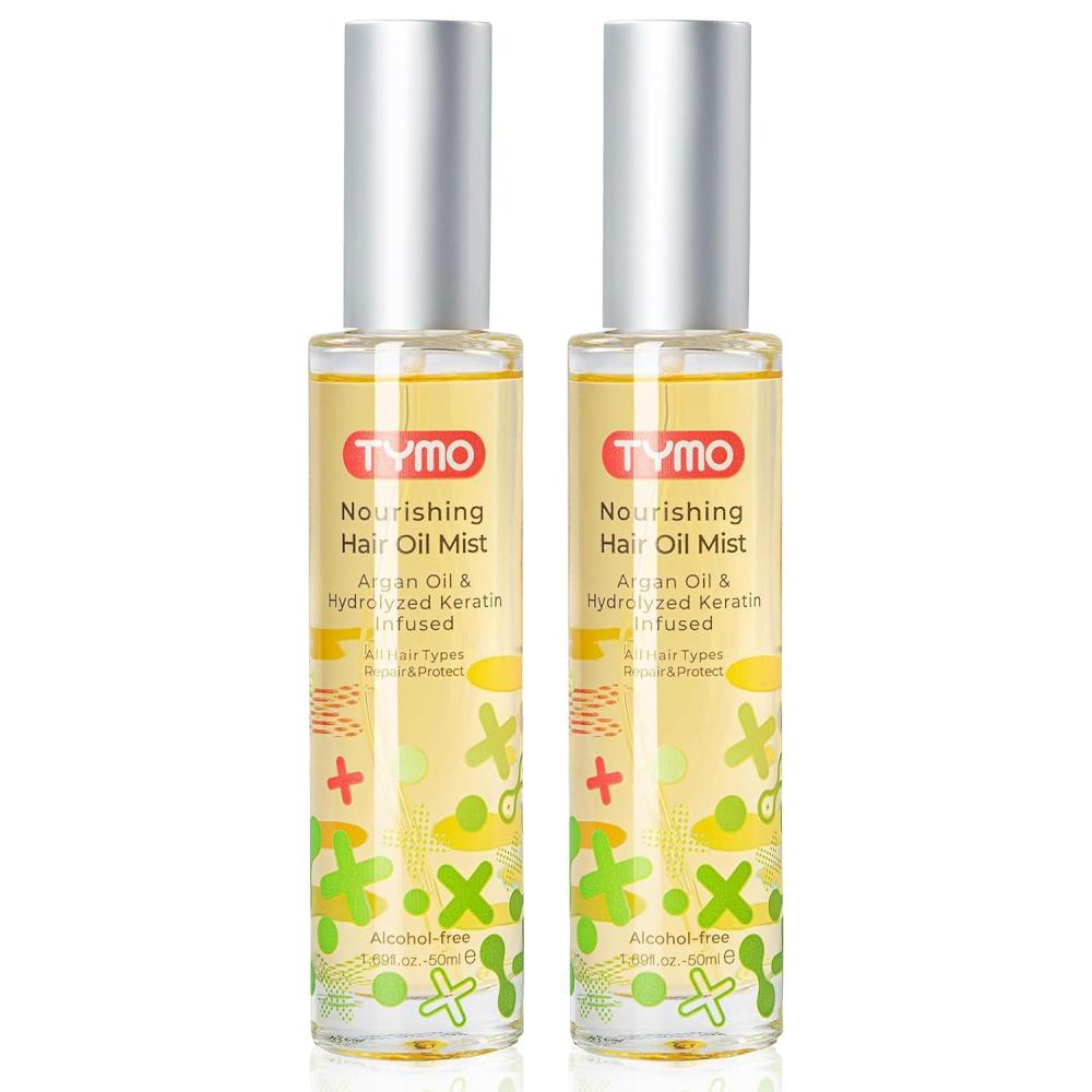 TYMO Argan Hair Oil Spray – Hydrating Natural 6 Blend Oil for Frizzy & Dry Hair, Organic Pure Formula, Daily Use for Hair, Smooth Damaged Ends, Olive Oil Infused, Add Shine(1.69 Fl Oz (Pack of 2))